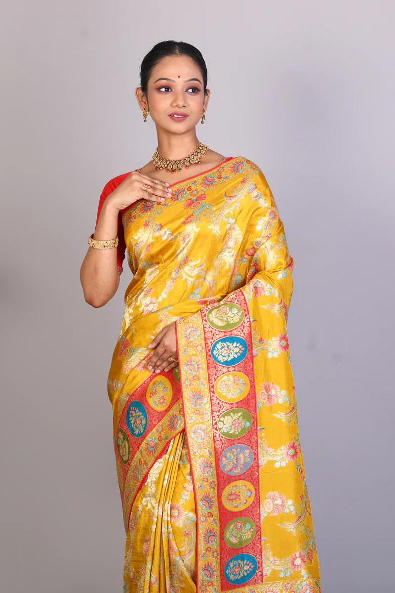 Mustard Art Silk Saree - Keya Seth Exclusive