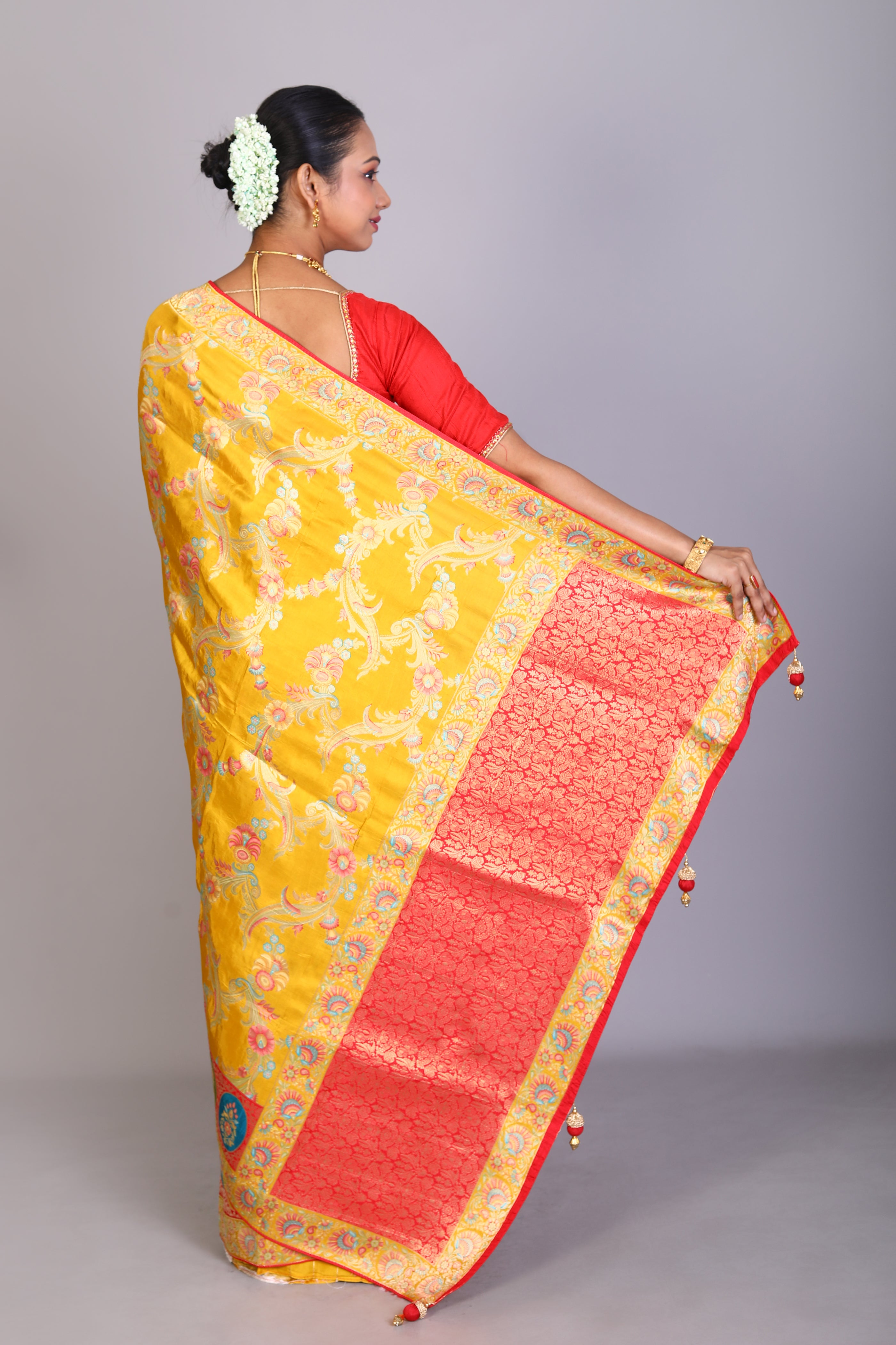 Mustard Art Silk Saree - Keya Seth Exclusive