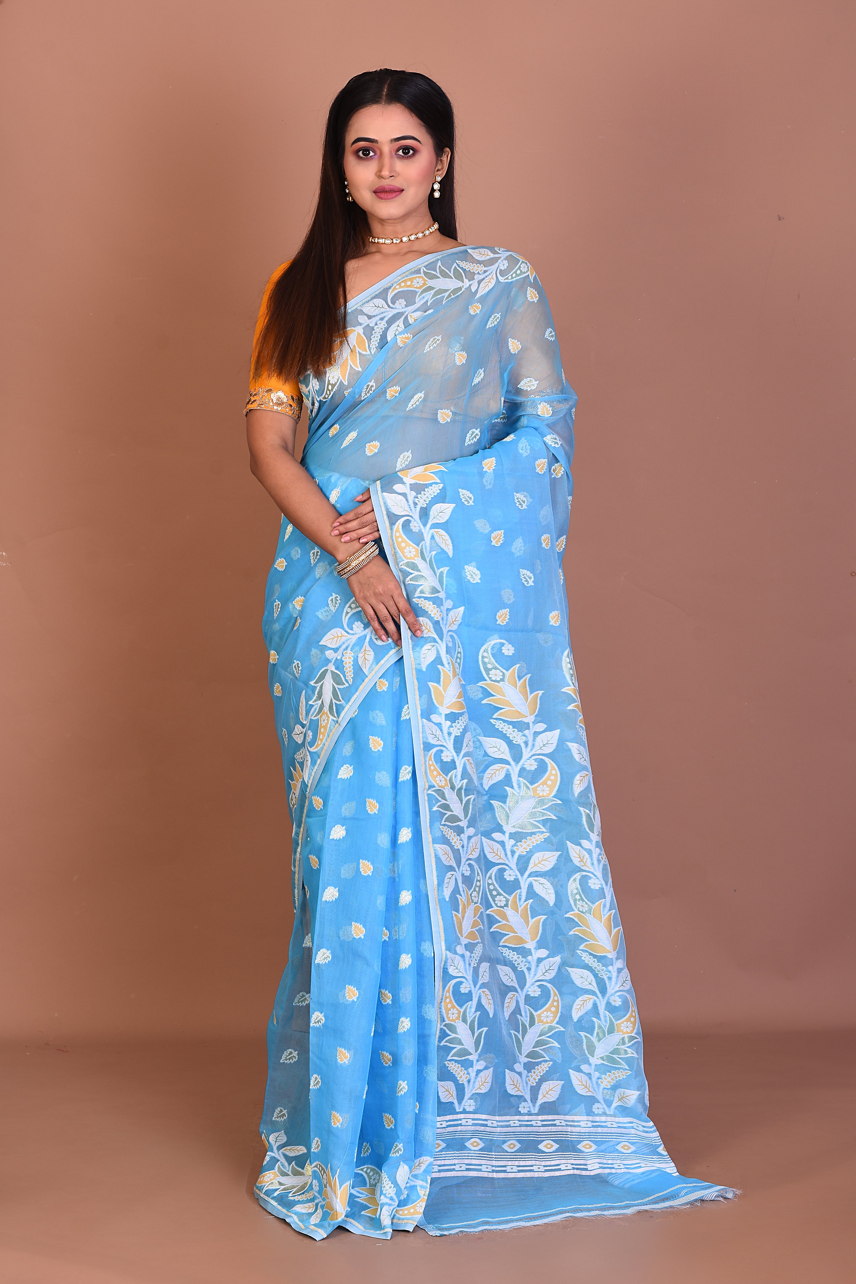 Sky Blue Jamdani Saree - Keya Seth Exclusive
