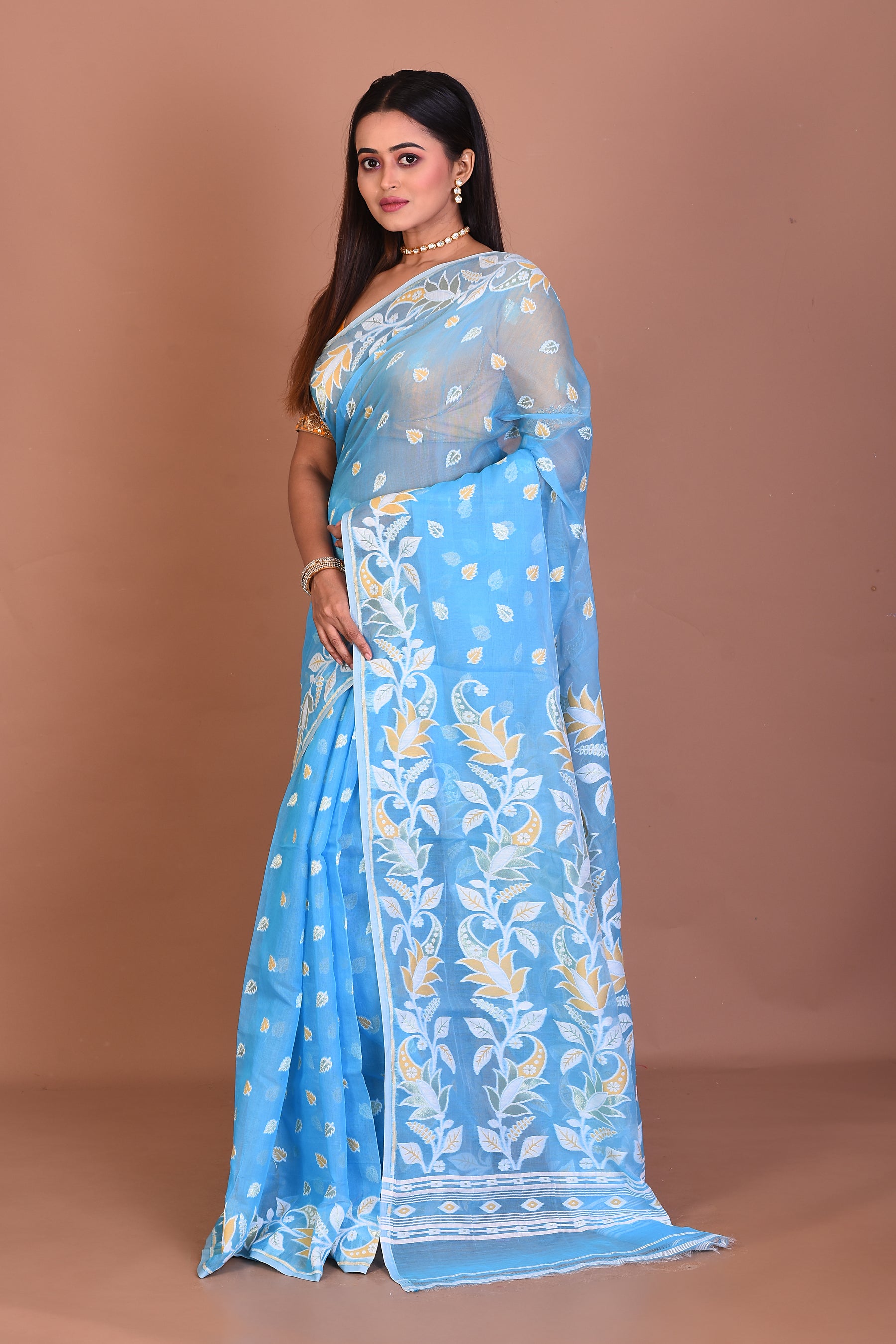 Sky Blue Jamdani Saree - Keya Seth Exclusive