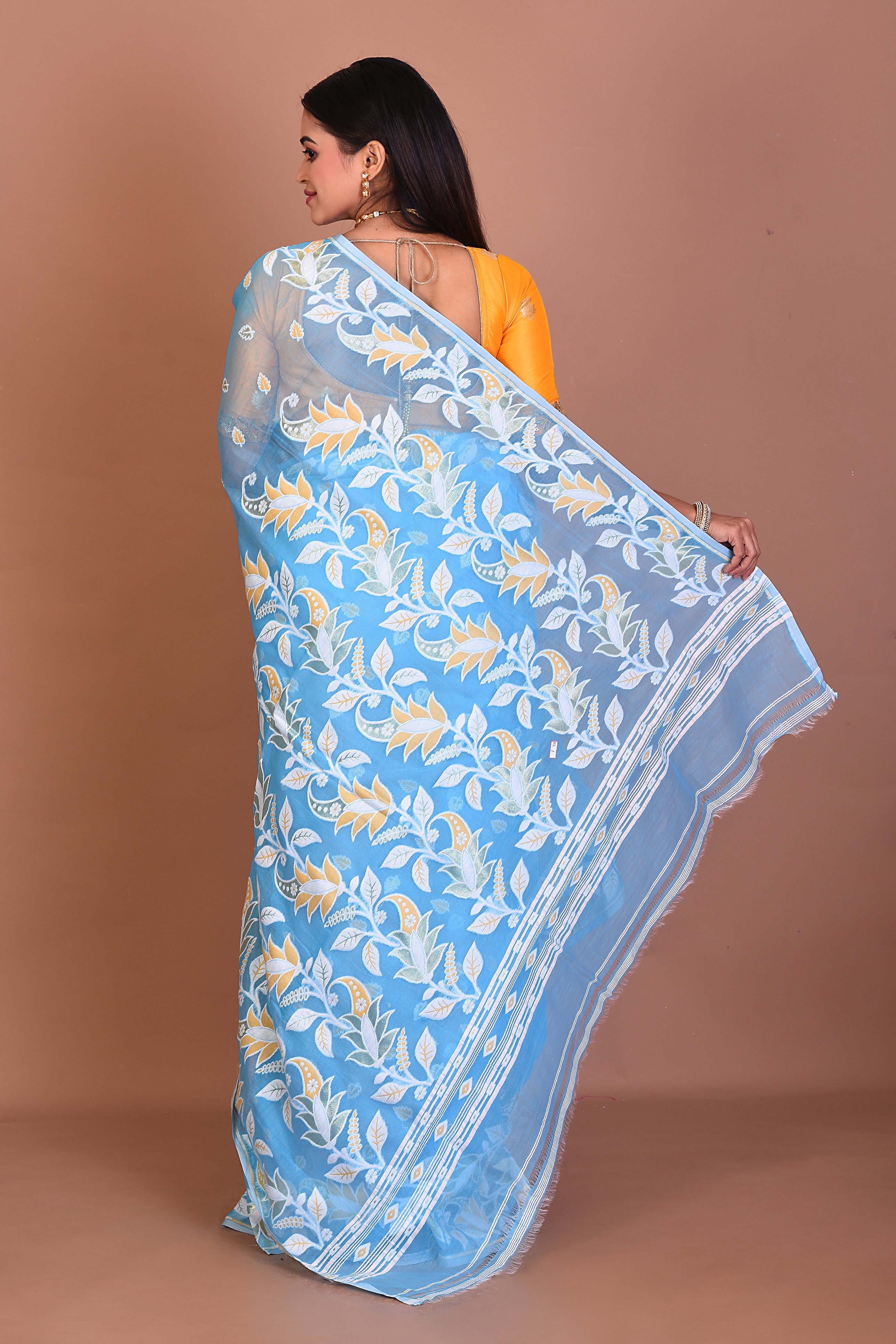 Sky Blue Jamdani Saree - Keya Seth Exclusive