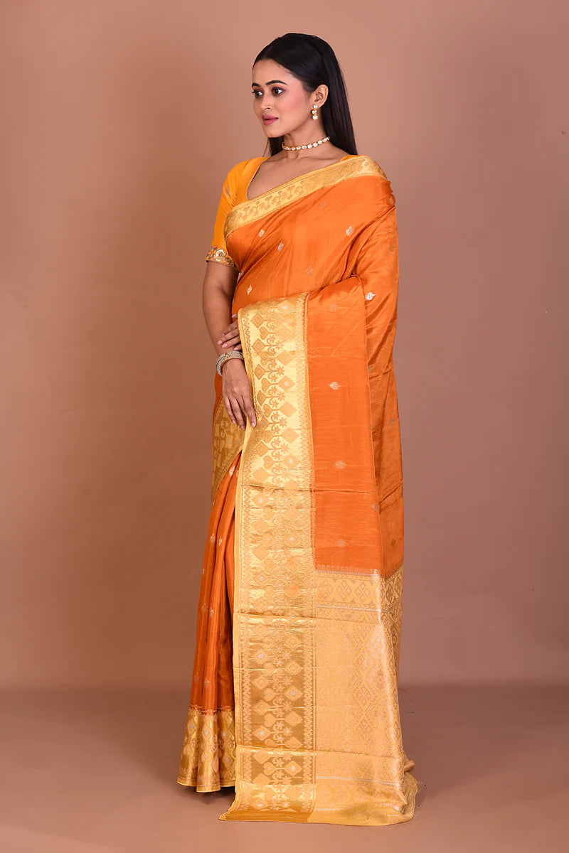 Rust Art Silk Saree - Keya Seth Exclusive