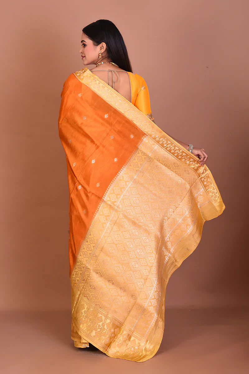 Rust Art Silk Saree - Keya Seth Exclusive