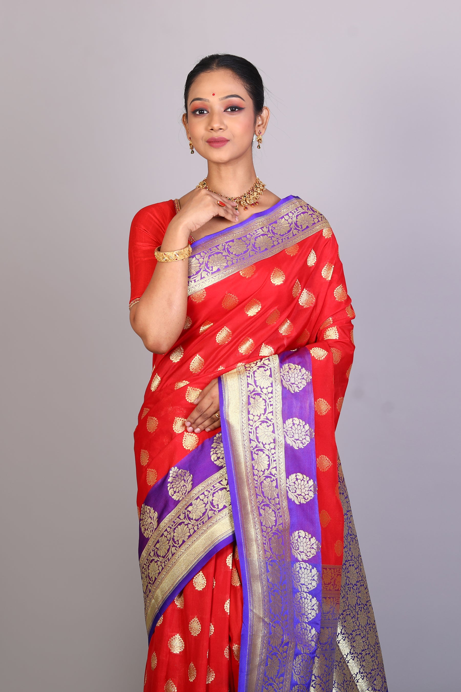 Red Blended Uppada Saree - Keya Seth Exclusive