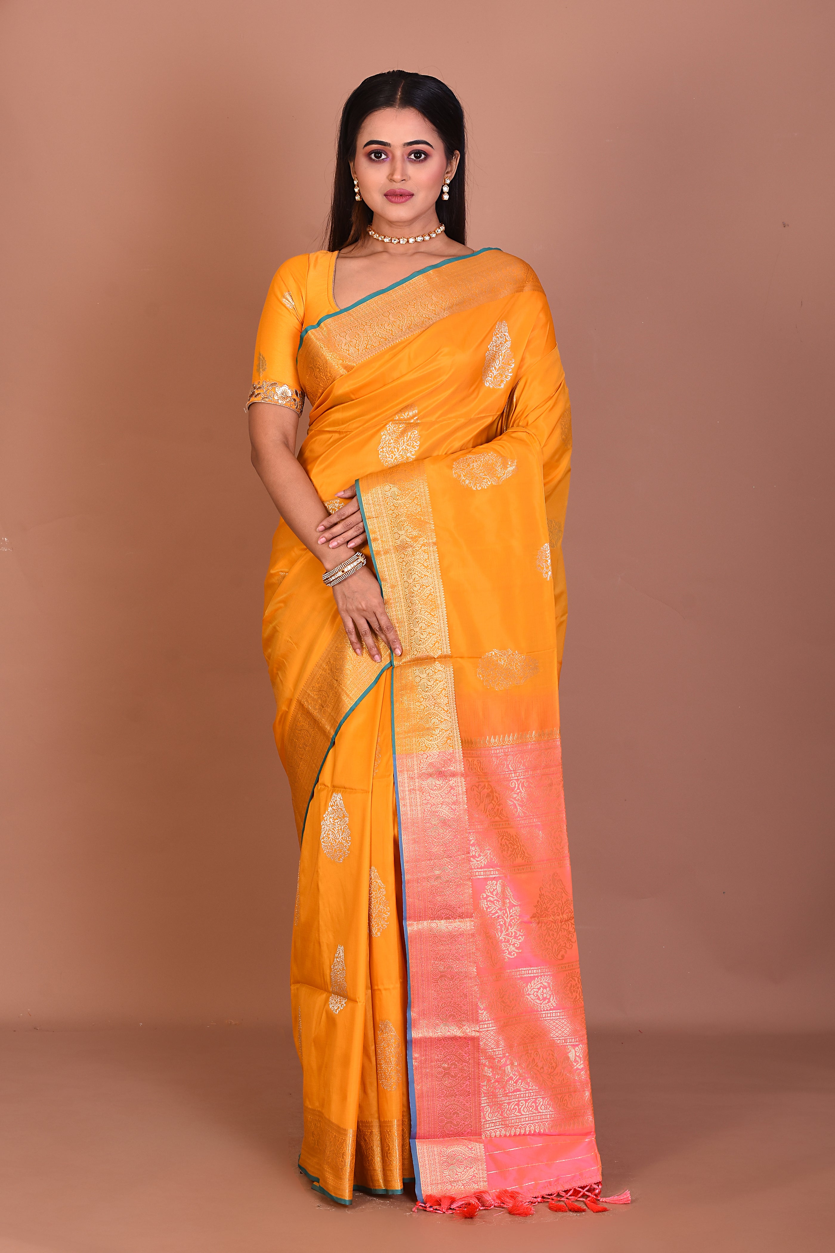 Yellow Blended Handloom Saree - Keya Seth Exclusive