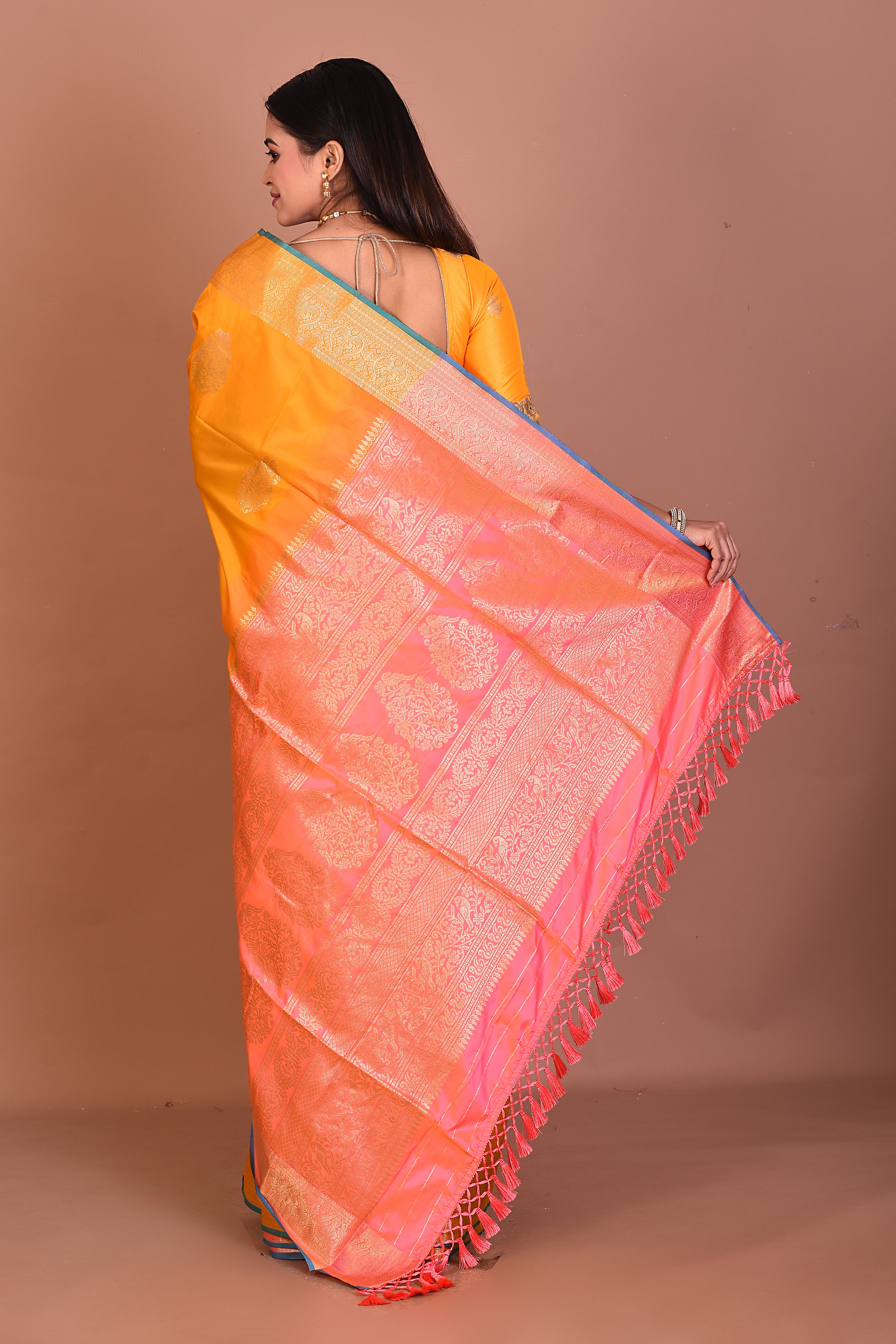 Yellow Blended Handloom Saree - Keya Seth Exclusive