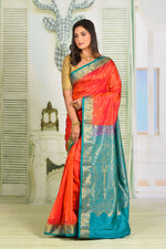 Load image into Gallery viewer, Dual Tone Orange Pure Kanjivaram Silk Saree - Keya Seth Exclusive

