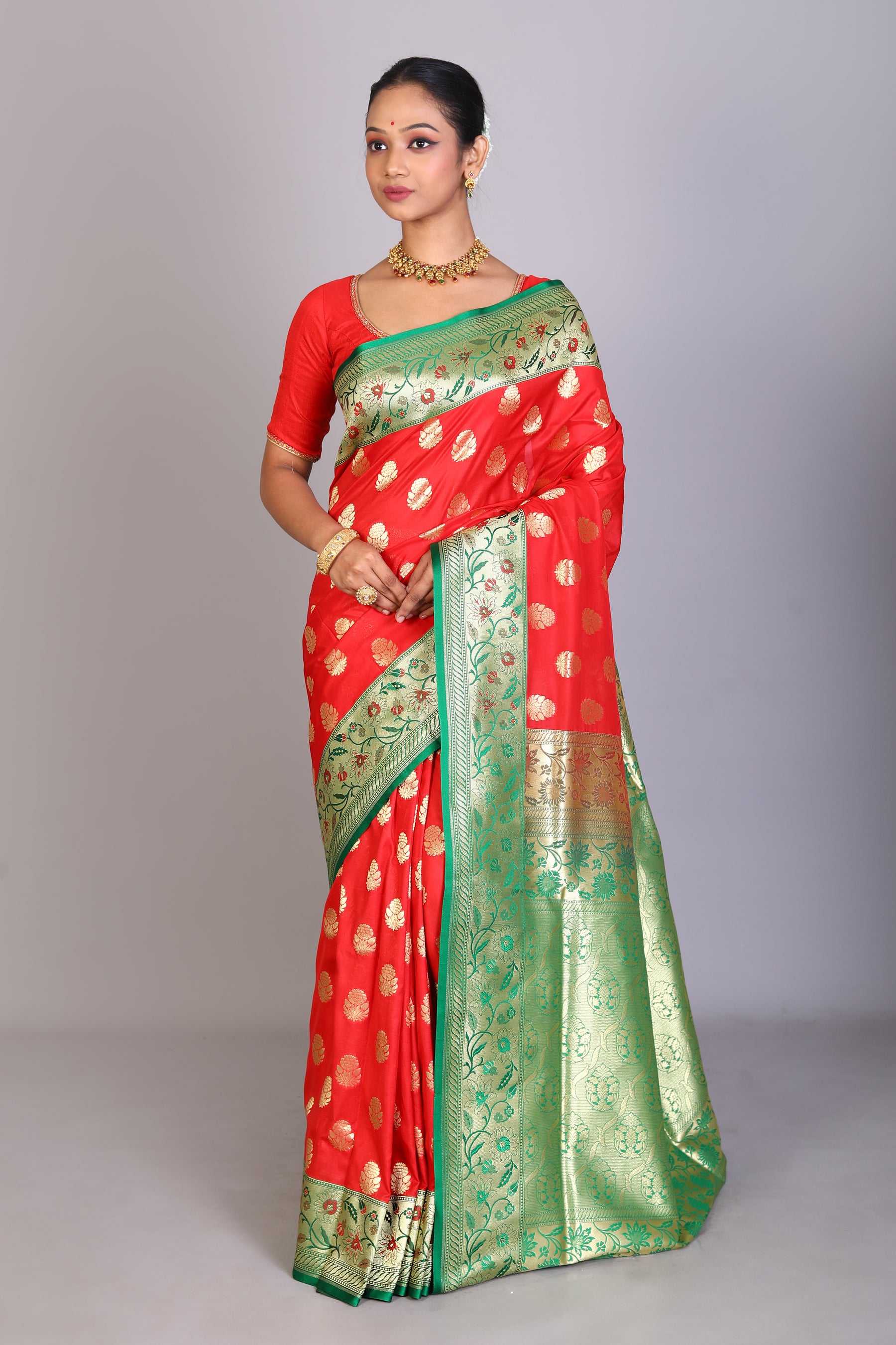 Red Blended Banarasi Saree - Keya Seth Exclusive