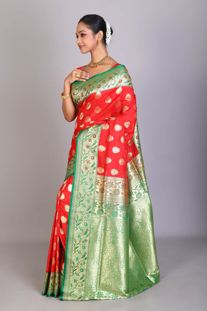 Red Blended Banarasi Saree - Keya Seth Exclusive