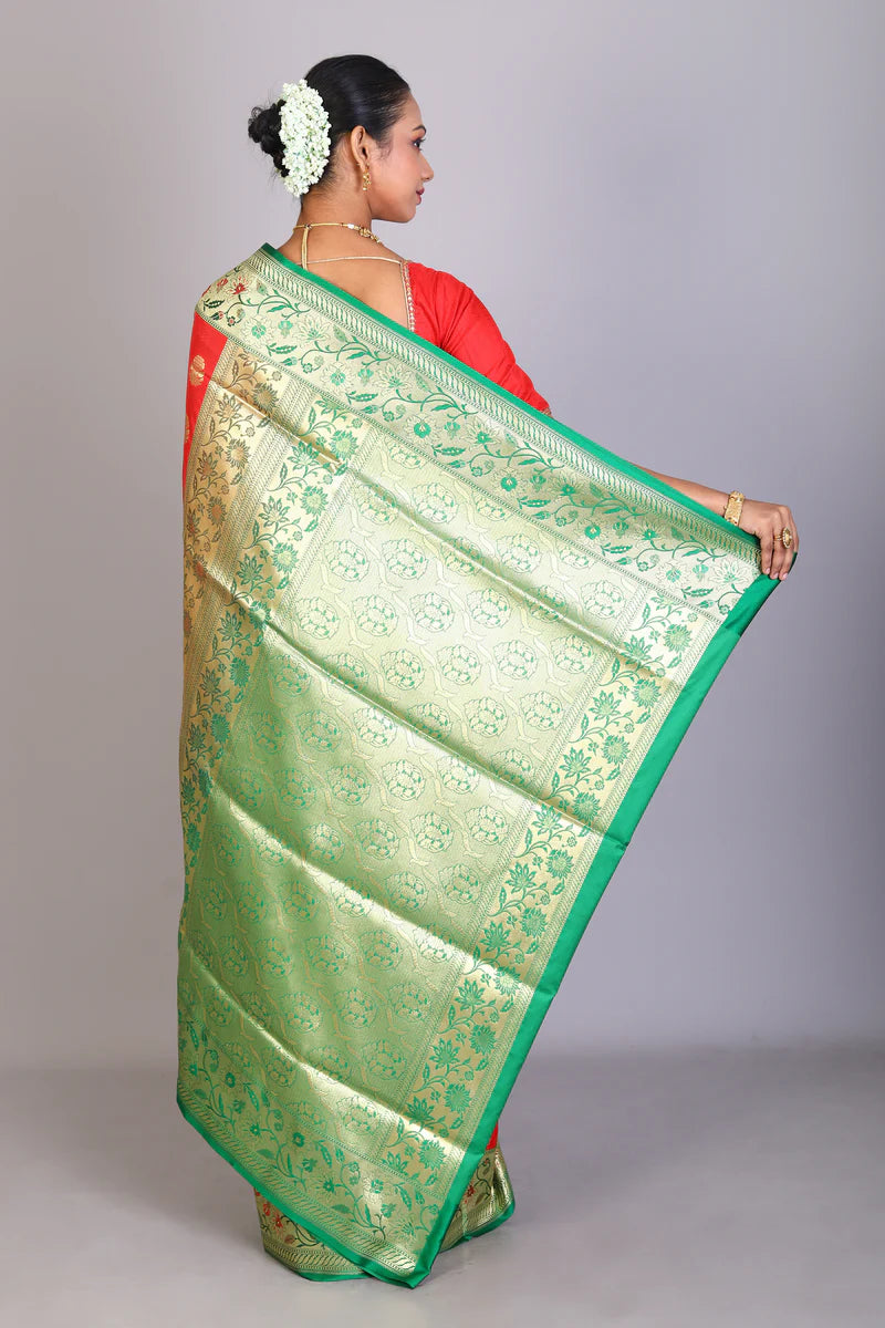 Red Blended Banarasi Saree - Keya Seth Exclusive