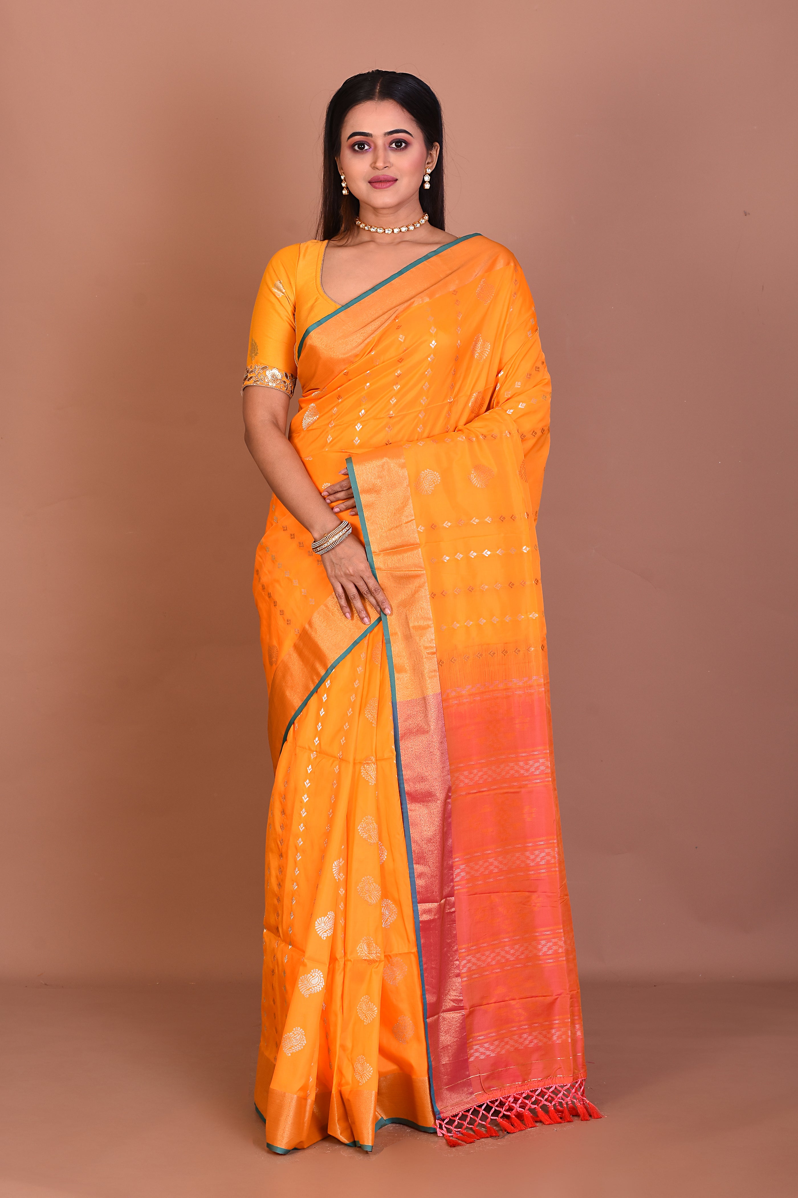Yellow Blended Bangalore Silk Saree - Keya Seth Exclusive
