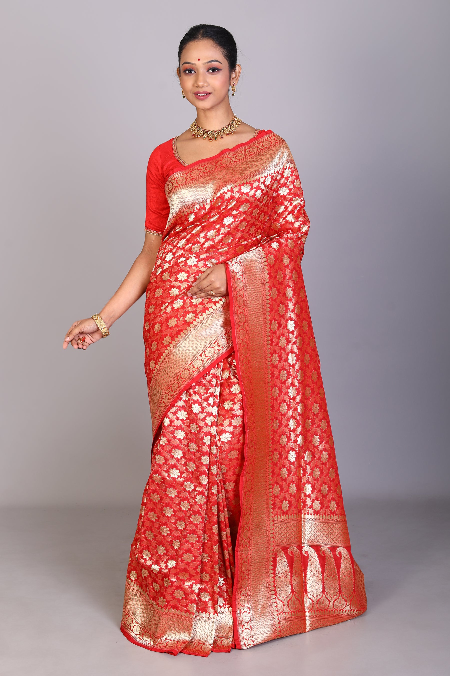 Red Blended Banarasi Saree - Keya Seth Exclusive