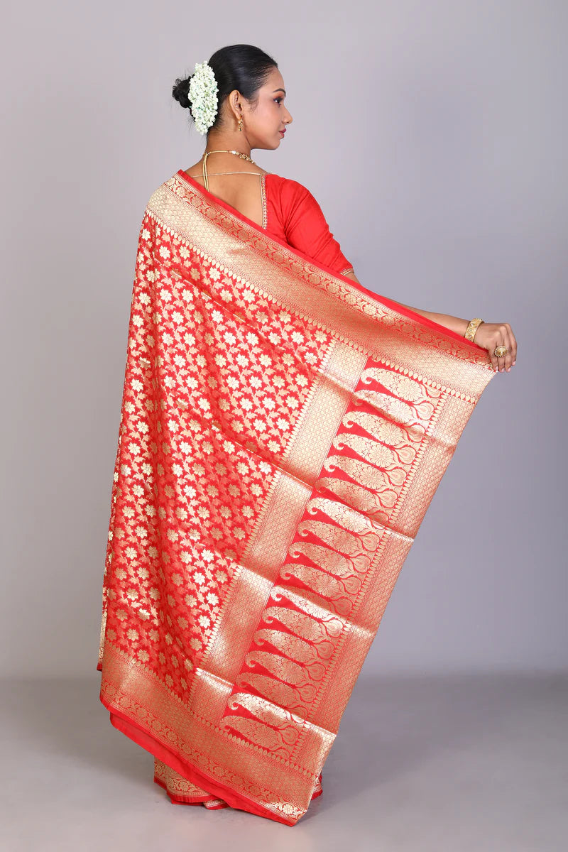 Red Blended Banarasi Saree - Keya Seth Exclusive