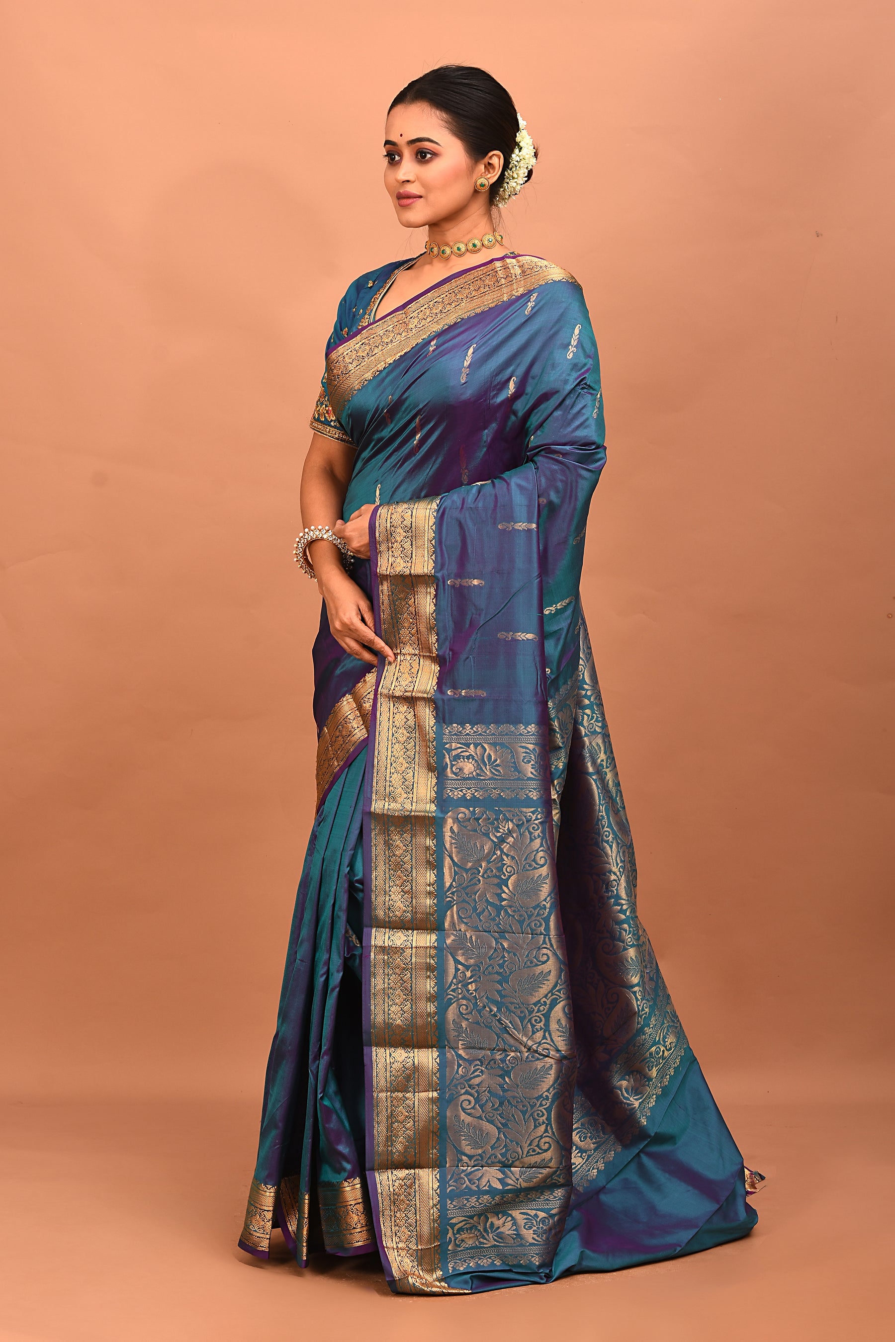 Blue Pure Kanjivaram Silk Saree - Keya Seth Exclusive