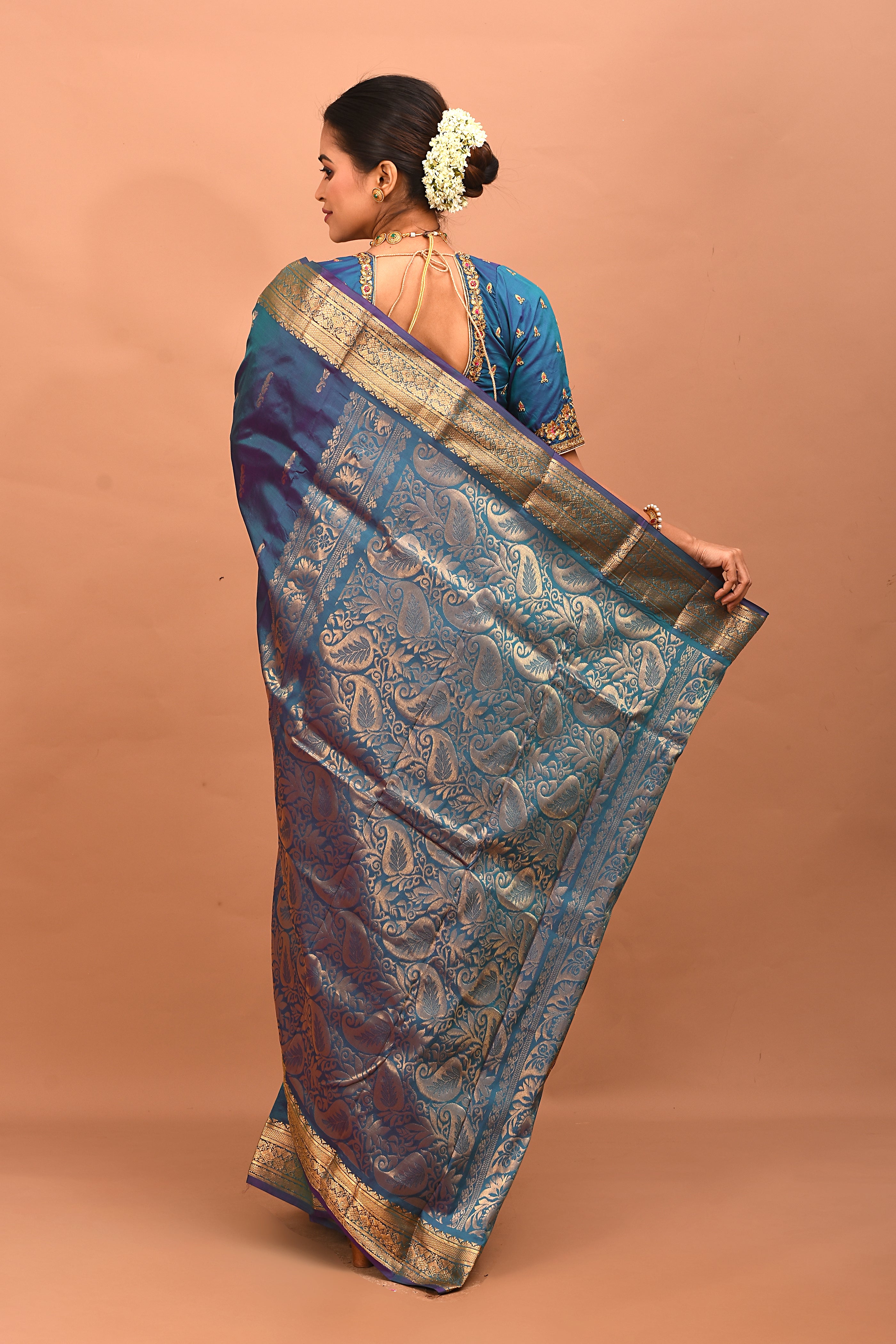 Blue Pure Kanjivaram Silk Saree - Keya Seth Exclusive