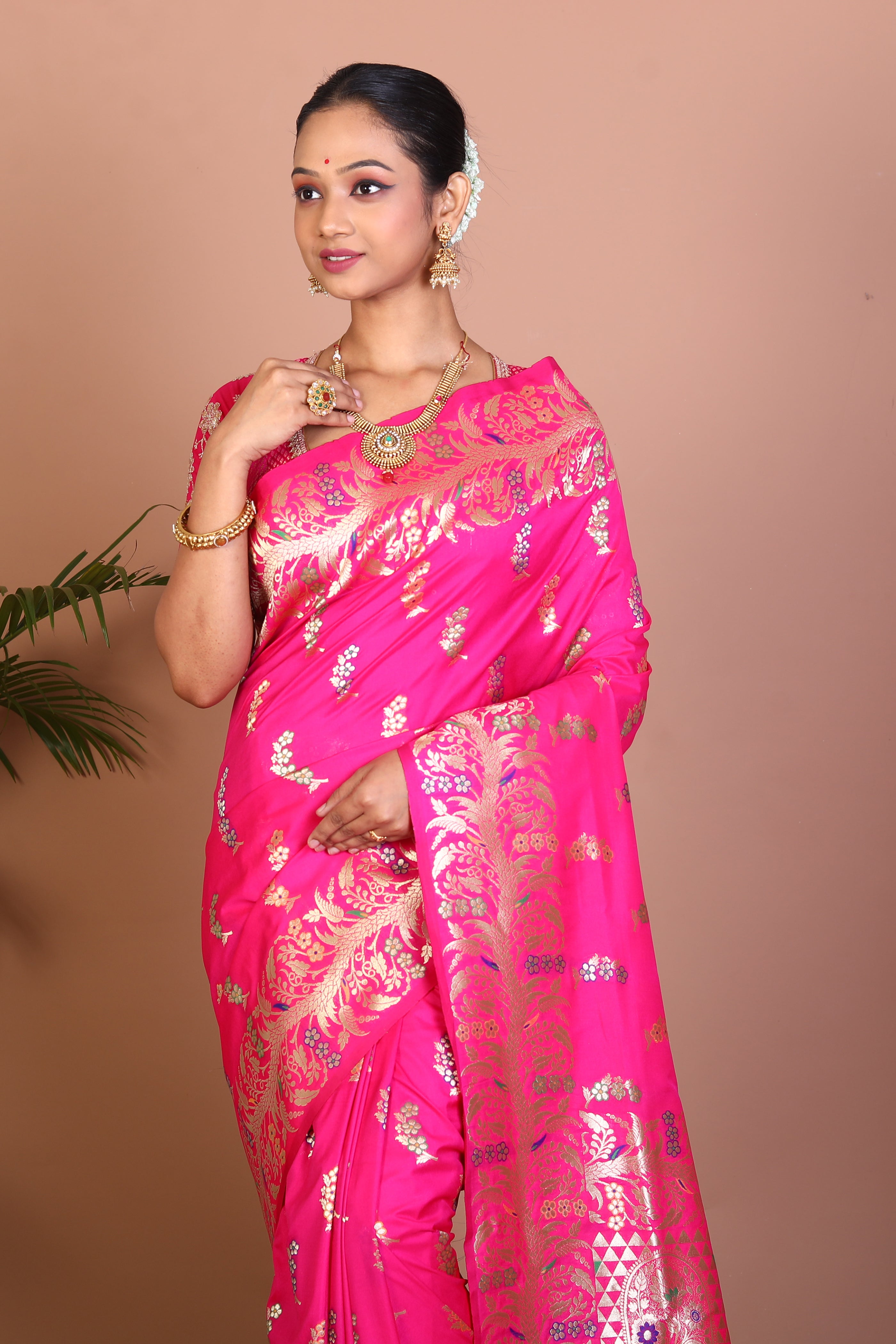 Rani Semi Katan Saree - Keya Seth Exclusive