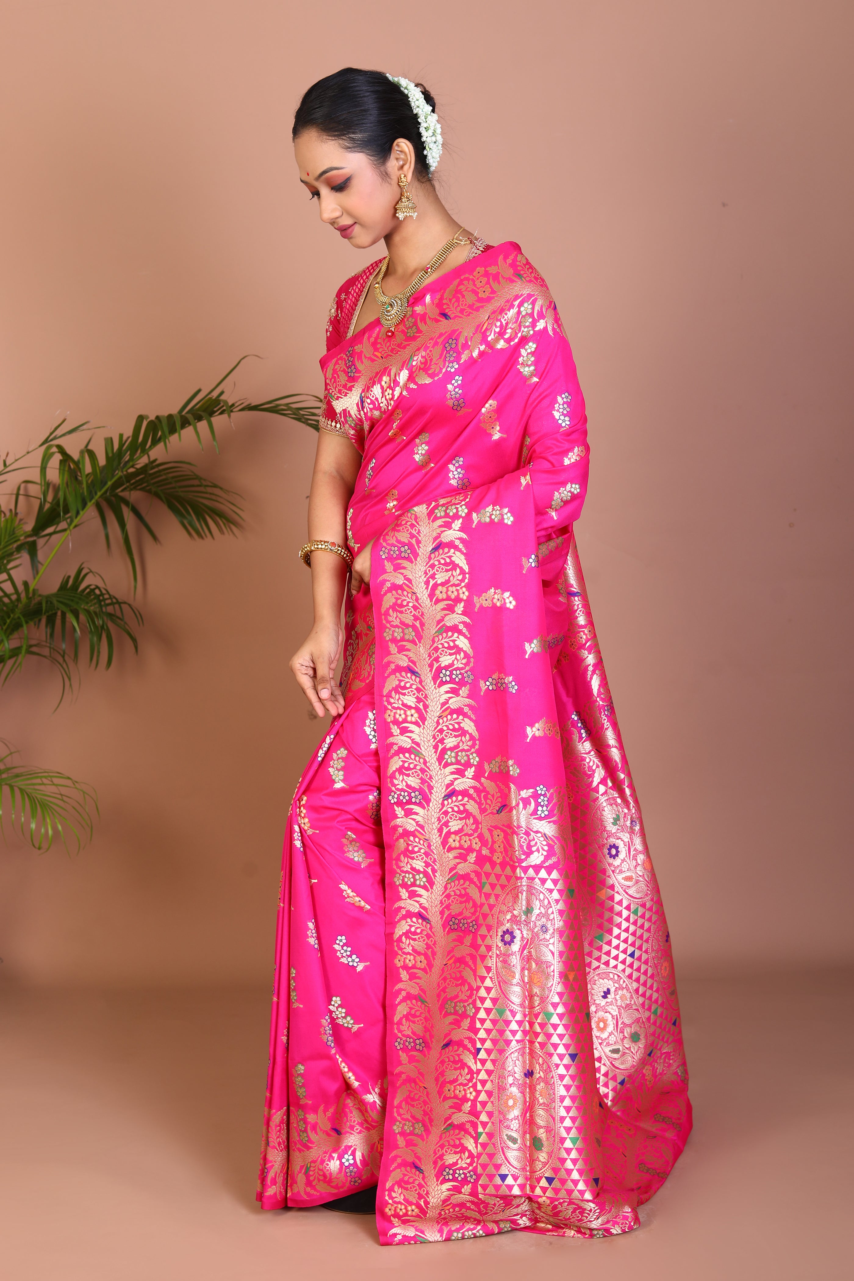 Rani Semi Katan Saree - Keya Seth Exclusive
