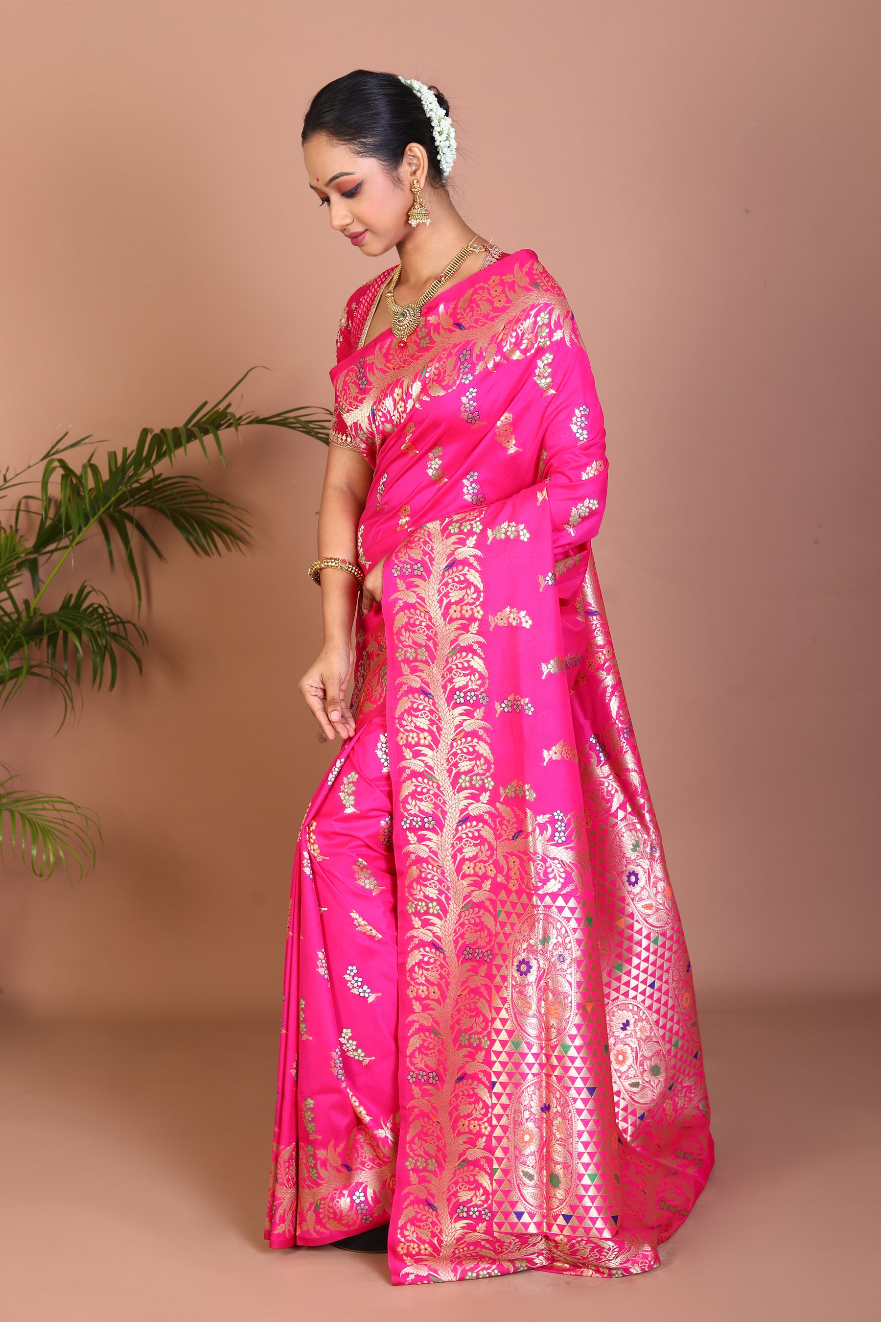 Rani Semi Katan Saree - Keya Seth Exclusive