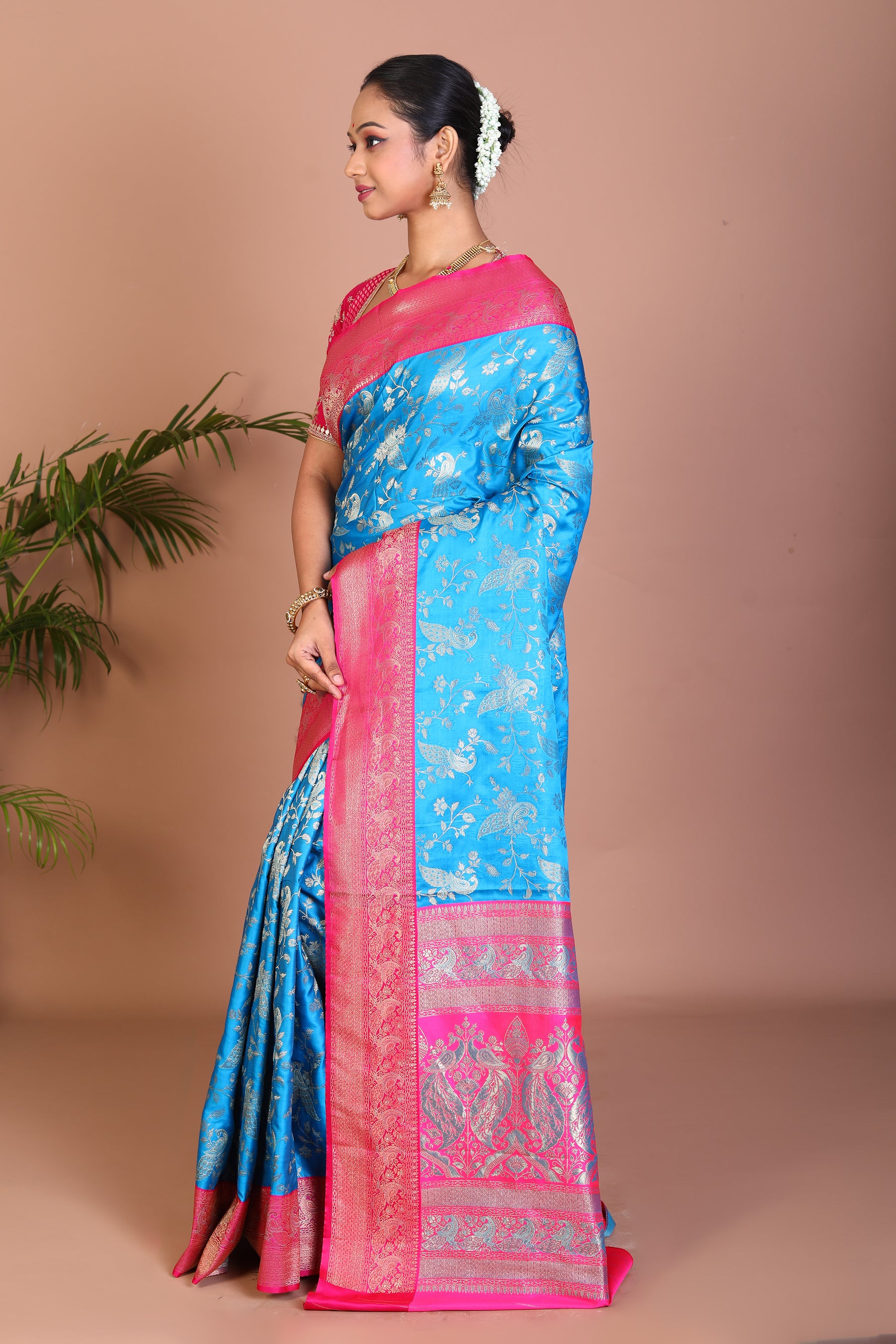 Blue Blended Dola Silk Saree - Keya Seth Exclusive