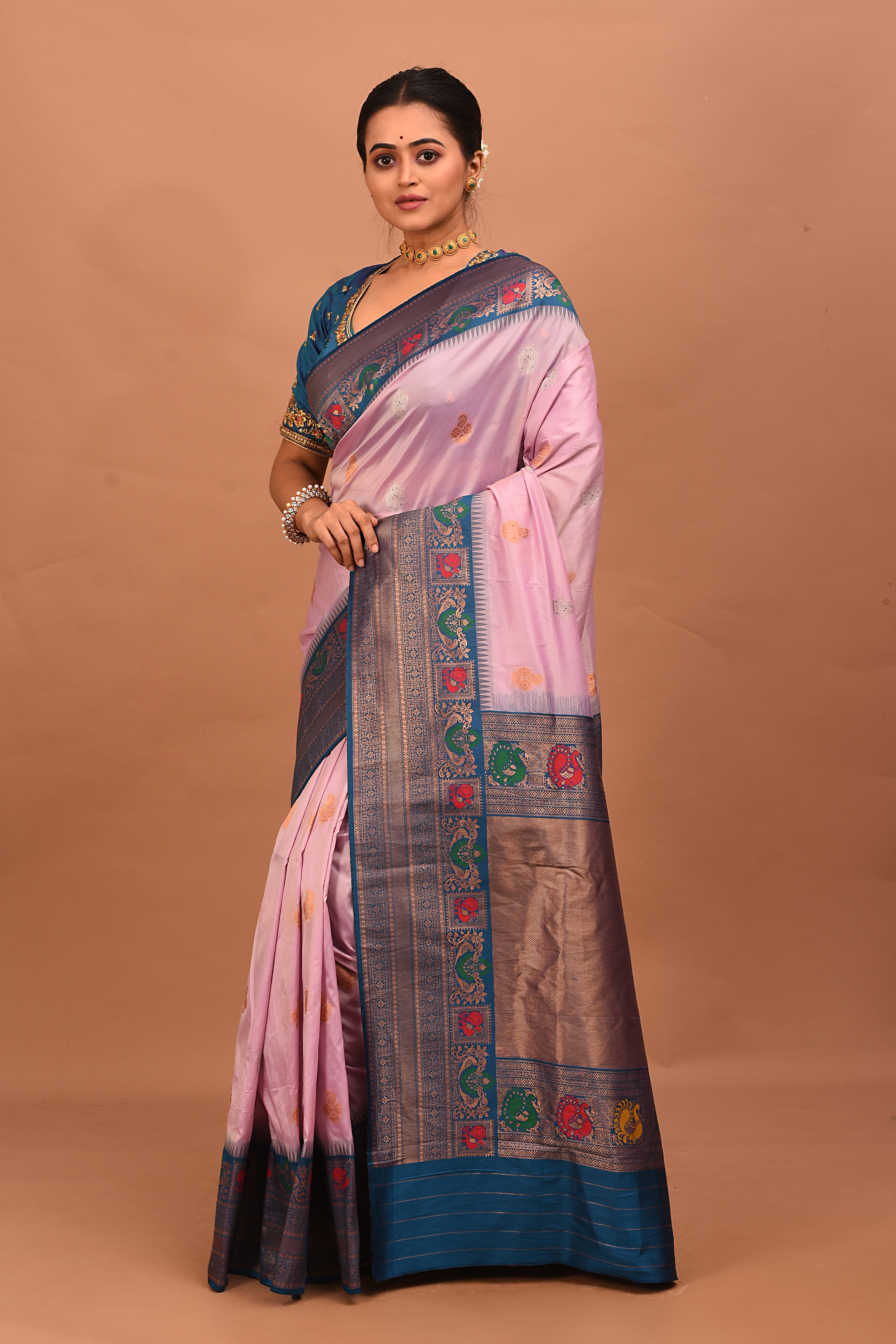 Mauve Blended Tissue Saree - Keya Seth Exclusive