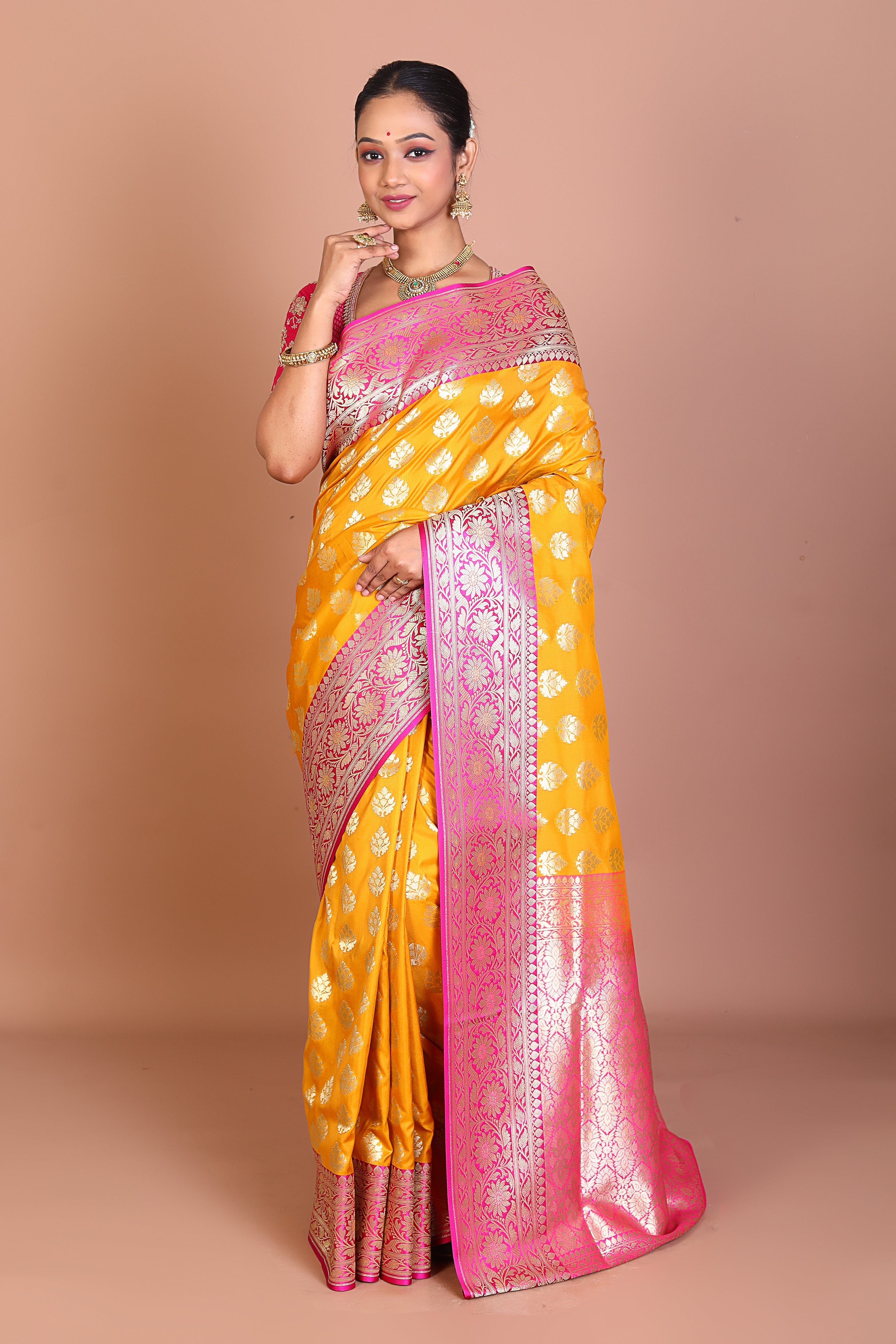 Mustard Banarasi Blended Saree - Keya Seth Exclusive