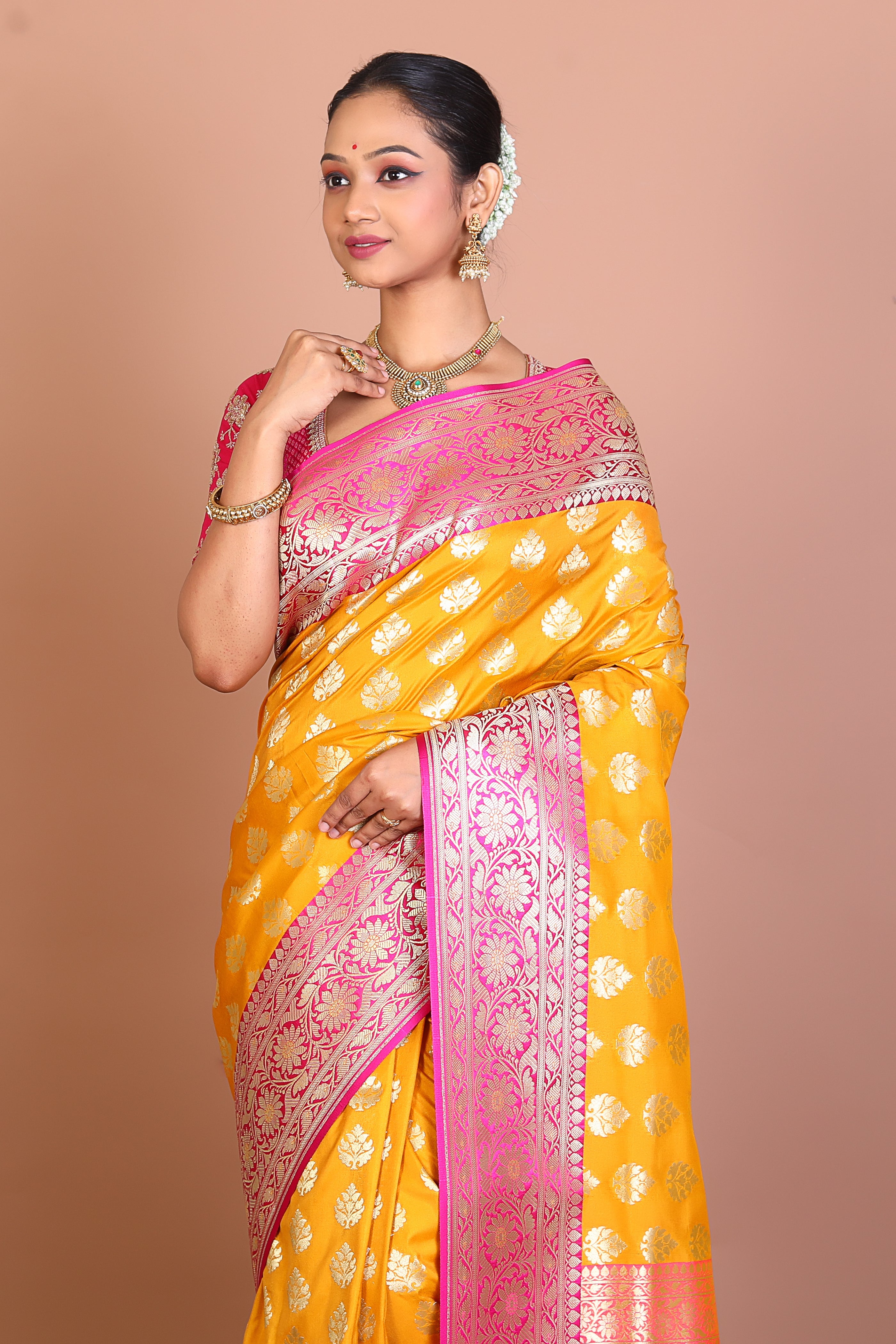 Mustard Banarasi Blended Saree - Keya Seth Exclusive