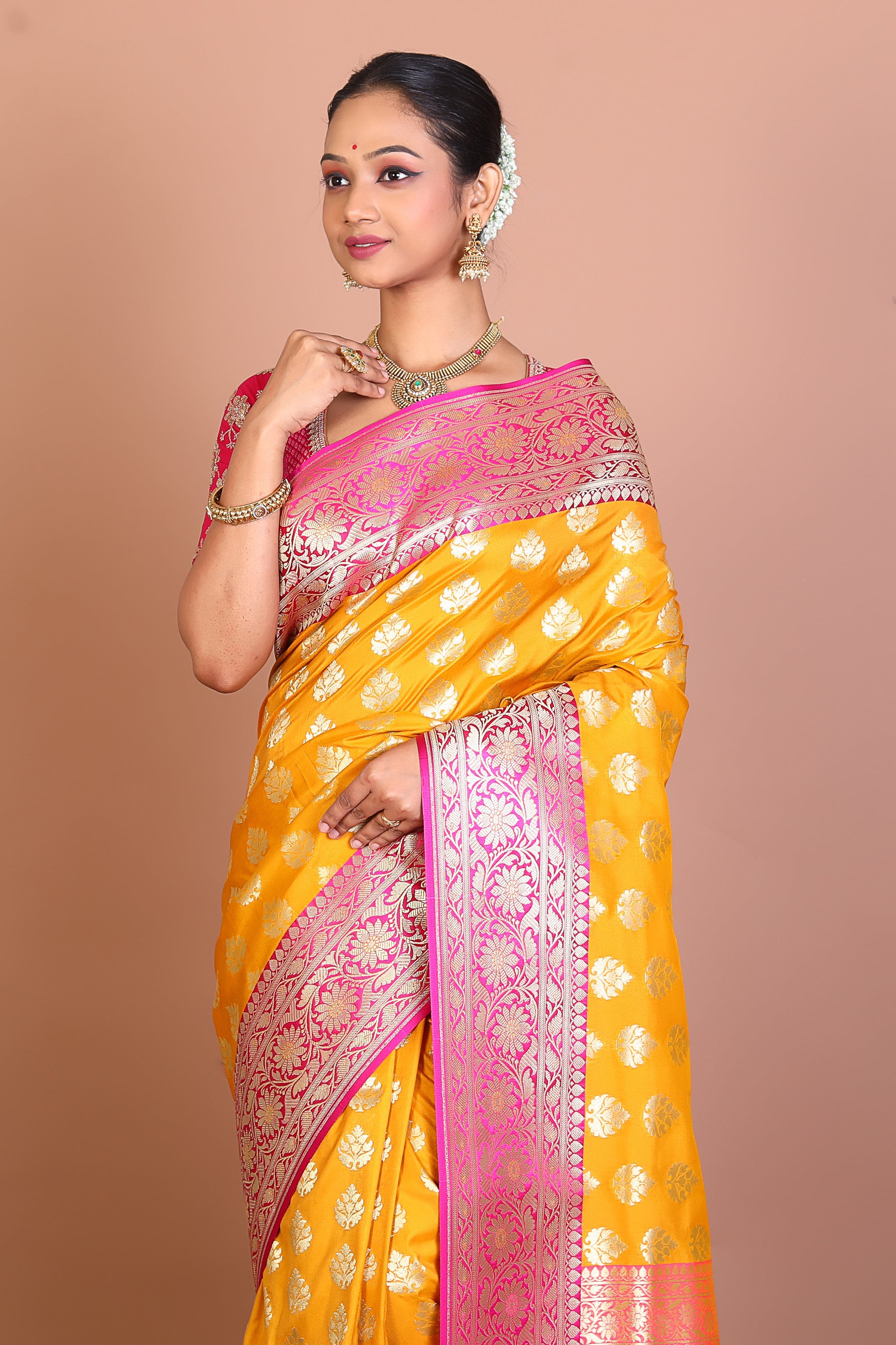 Mustard Banarasi Blended Saree - Keya Seth Exclusive