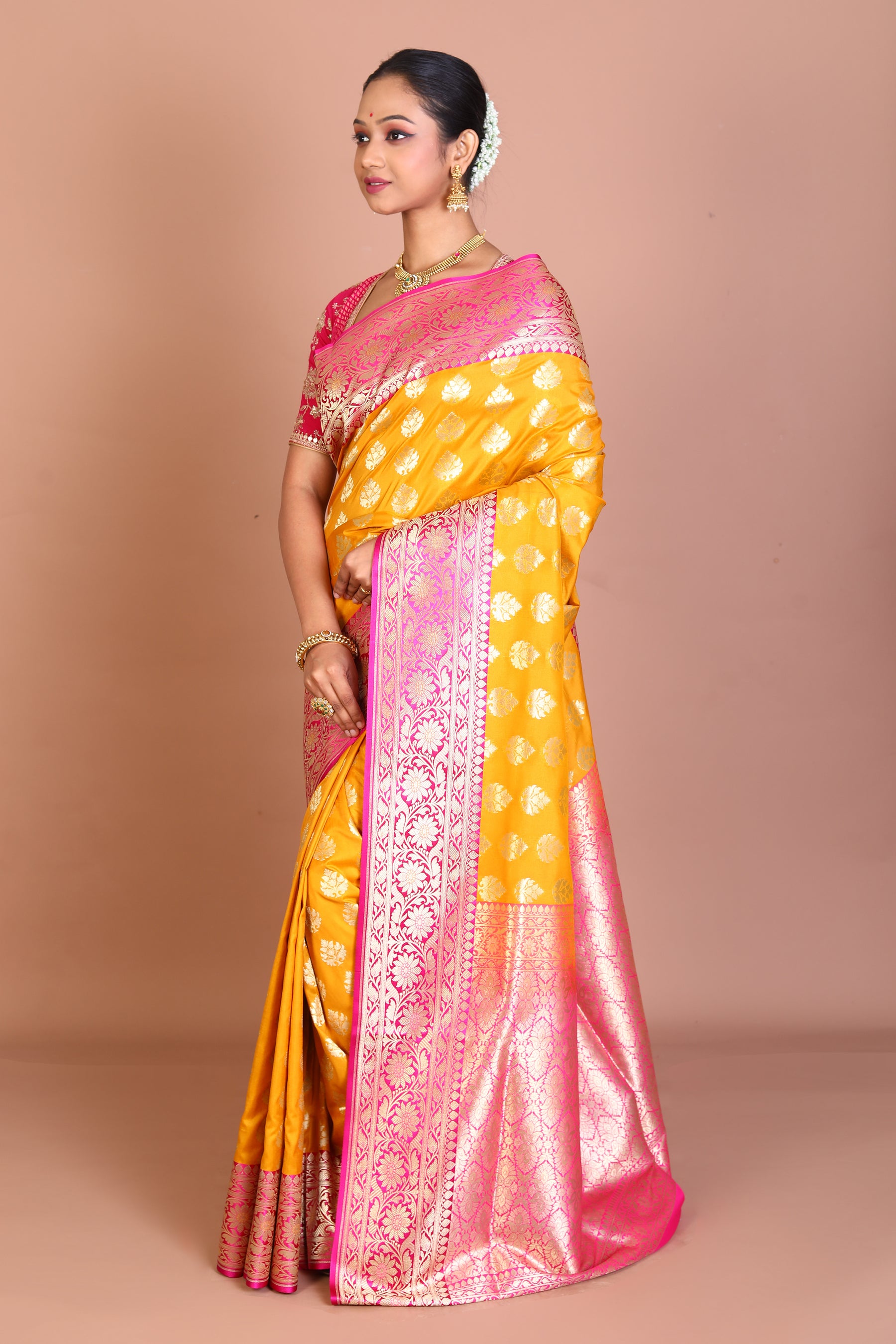 Mustard Banarasi Blended Saree - Keya Seth Exclusive