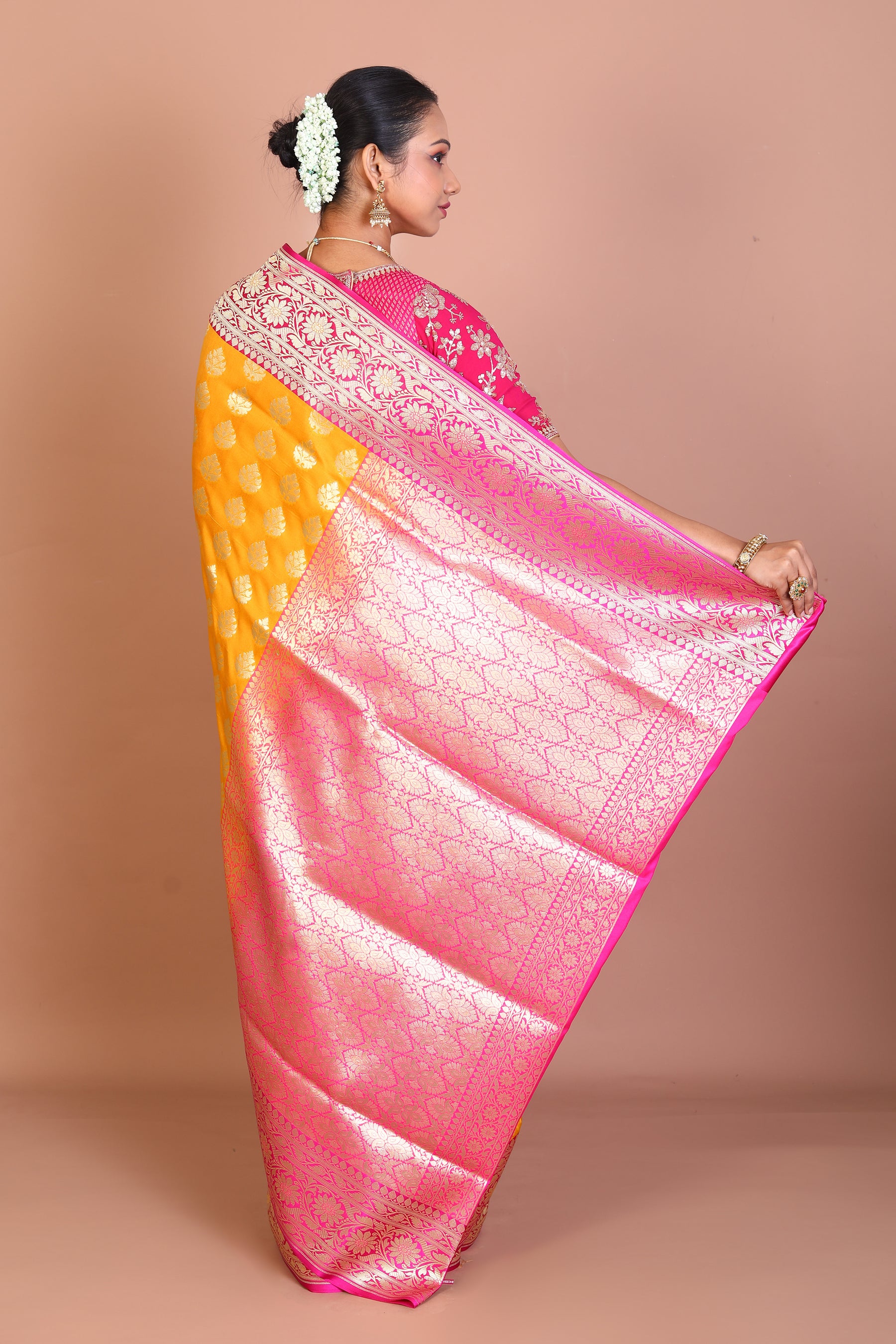 Mustard Banarasi Blended Saree - Keya Seth Exclusive