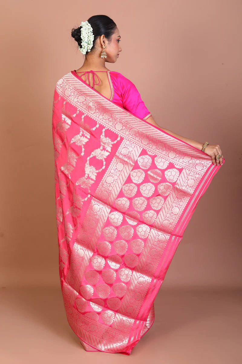 Rose Pink Blended Banarasi Saree - Keya Seth Exclusive