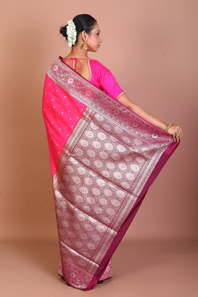 Pink Blended Semi Katan Saree - Keya Seth Exclusive