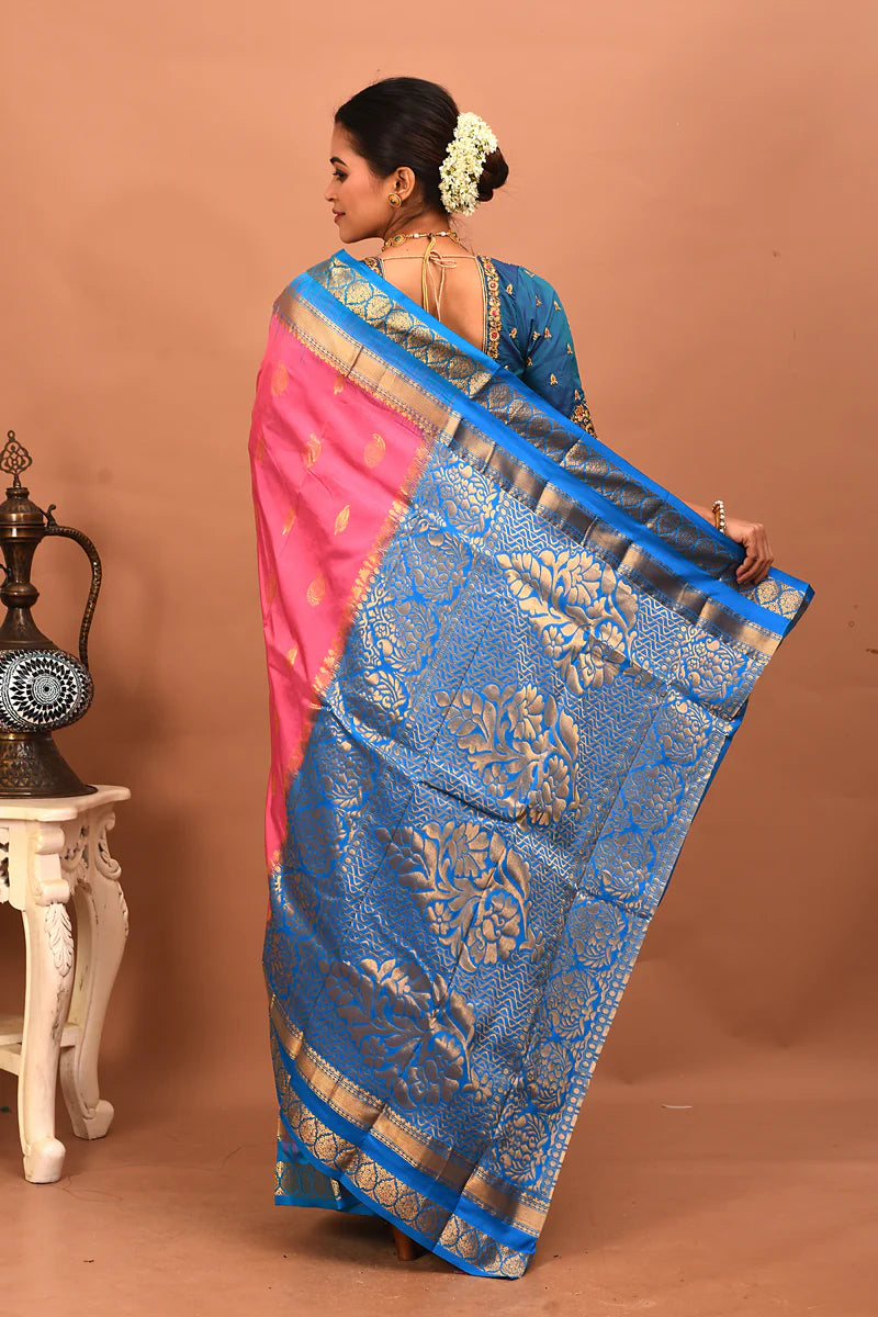Pink Pure Kanjivaram Silk Saree - Keya Seth Exclusive