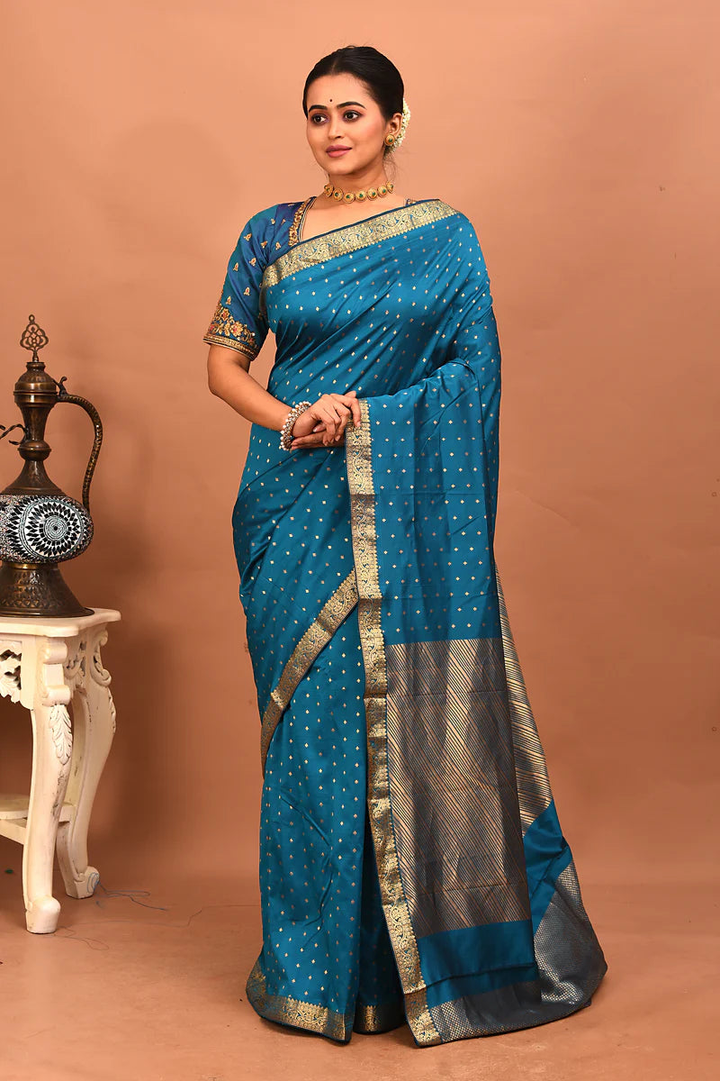 Blue Pure Kanjivaram Silk Saree - Keya Seth Exclusive