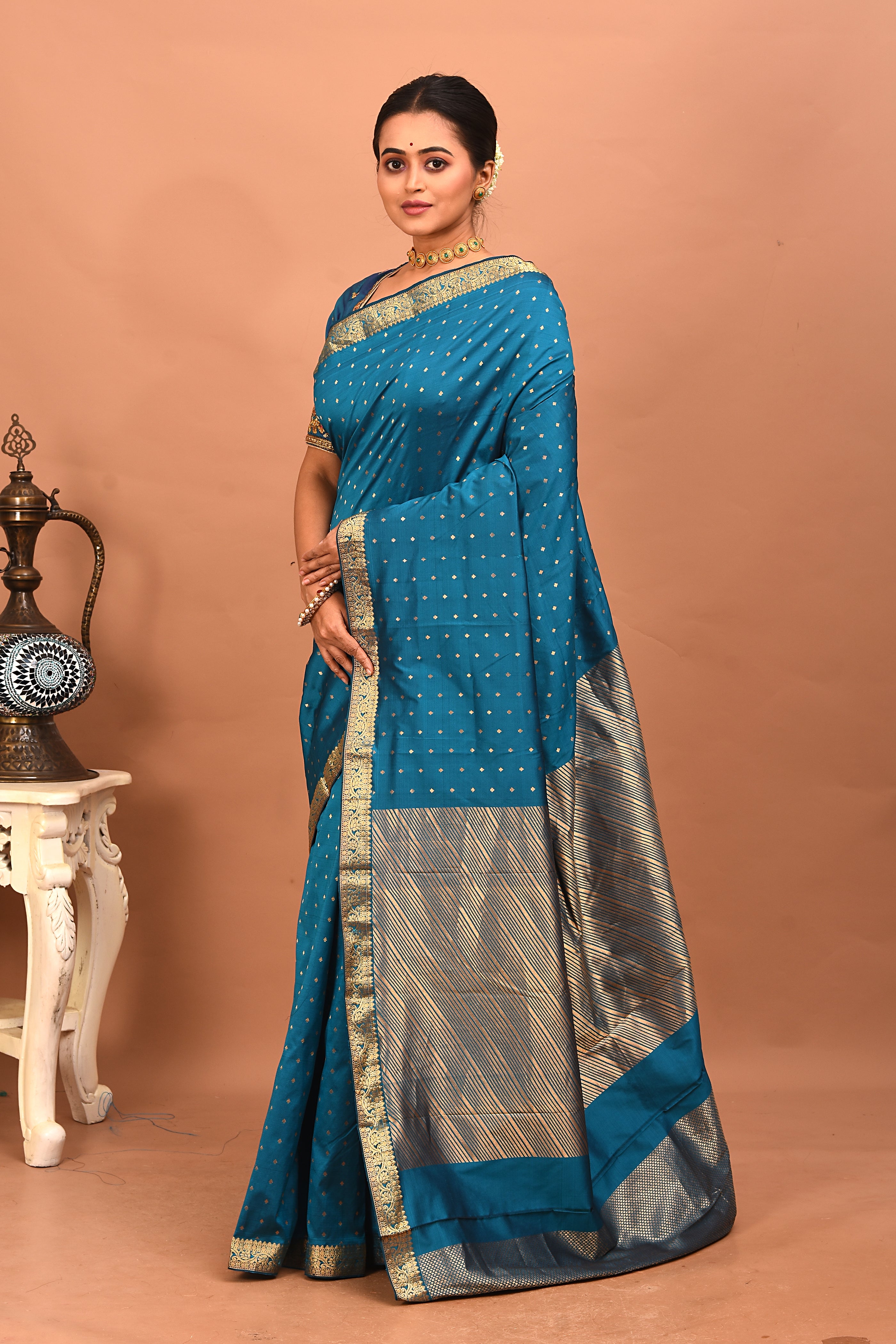 Blue Pure Kanjivaram Silk Saree - Keya Seth Exclusive