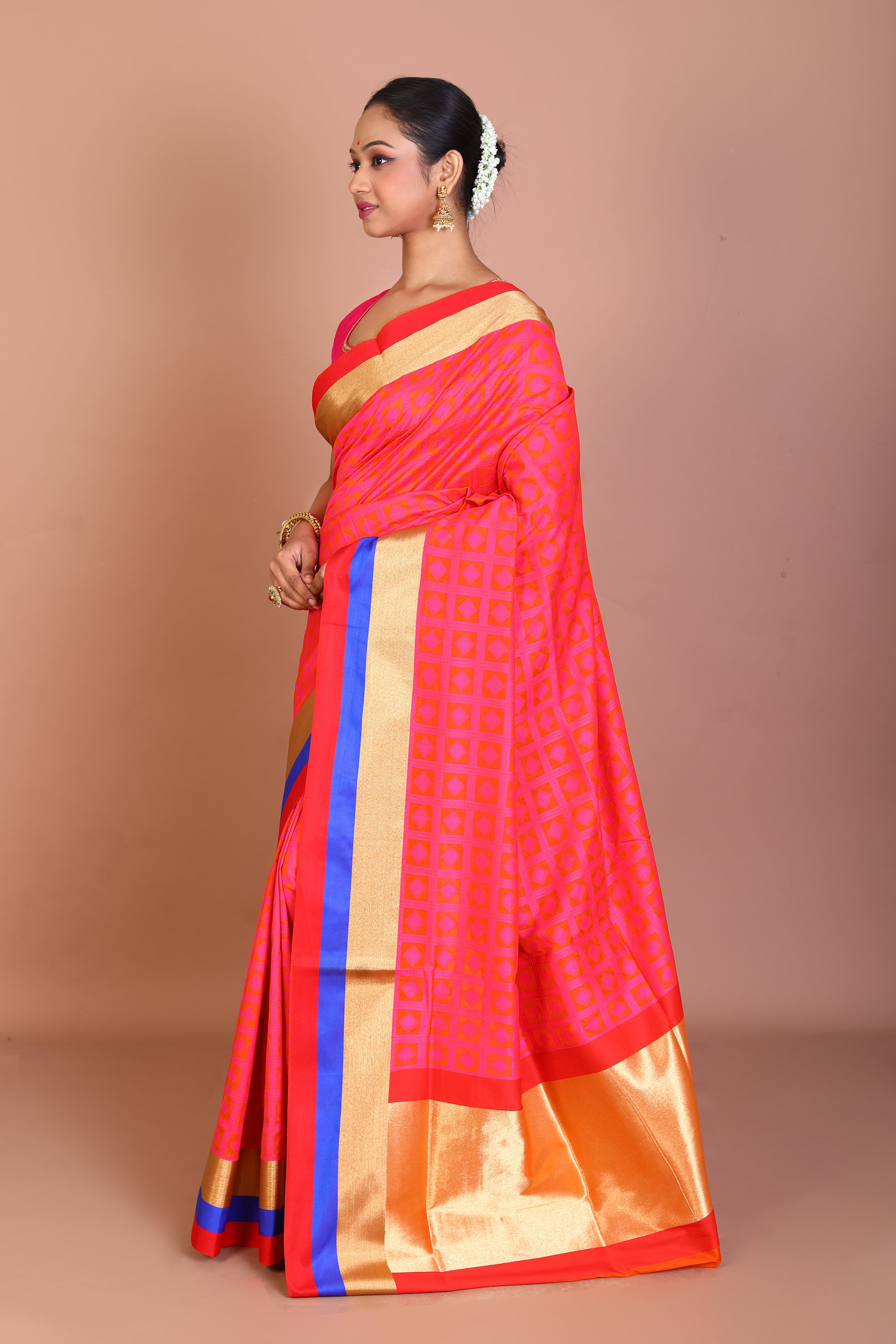 Bright Pink Blended Silk Saree - Keya Seth Exclusive