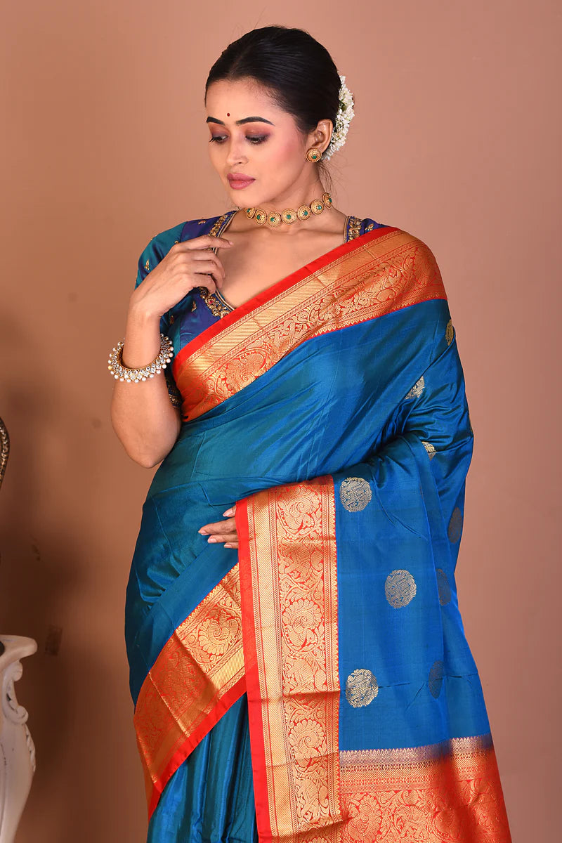 Blue Pure Kanjivaram Silk Saree - Keya Seth Exclusive