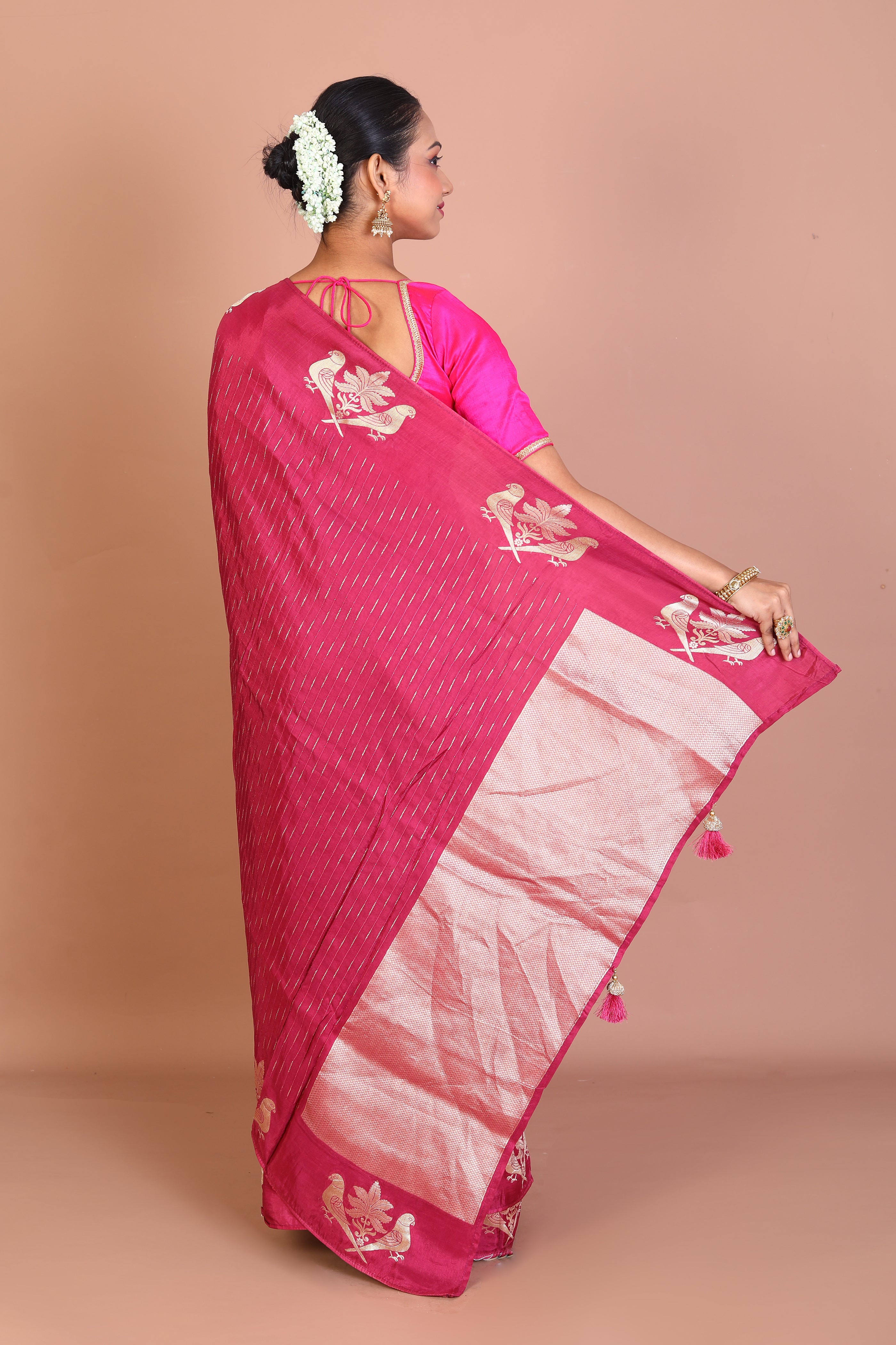 Magenta Blended Khaddi Saree - Keya Seth Exclusive