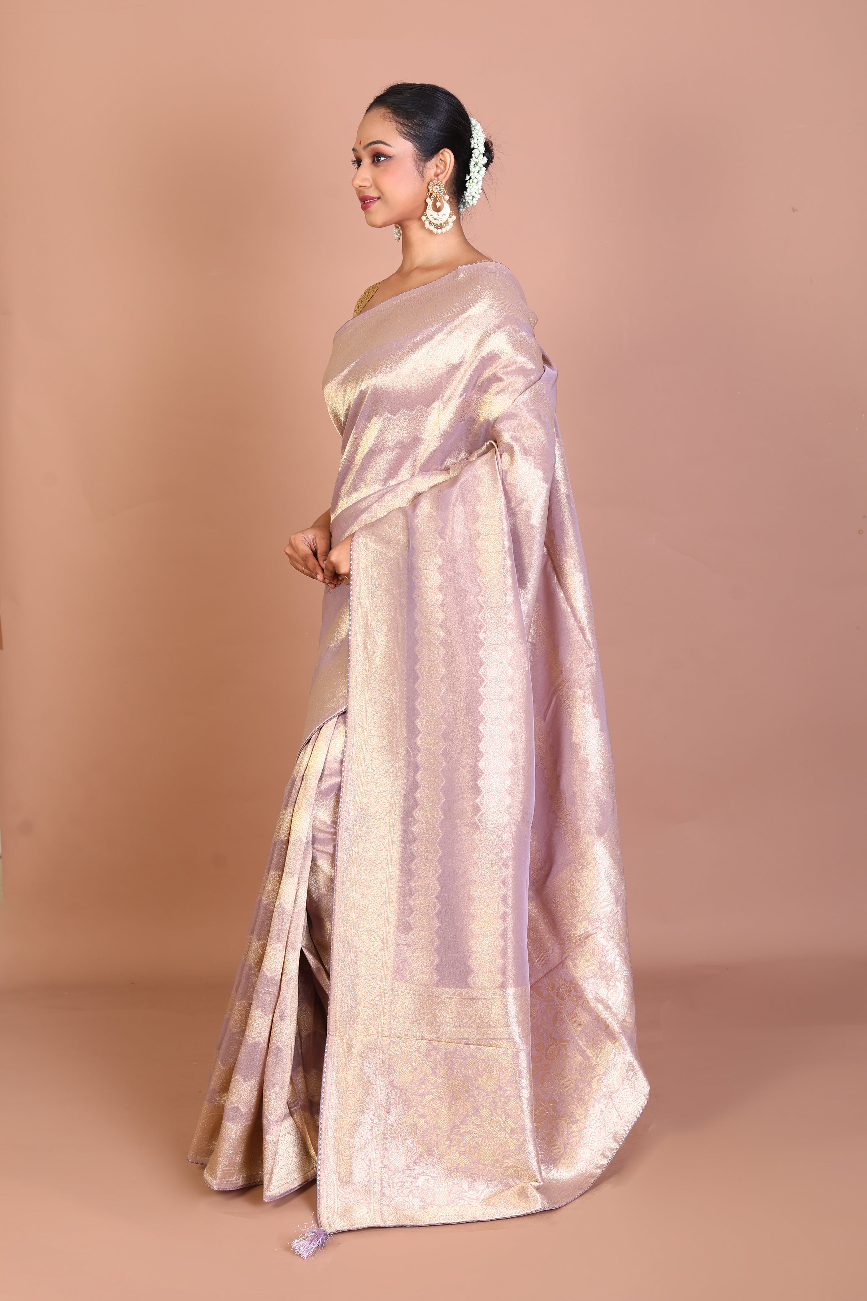 Lavender Crushed Tissue Saree - Keya Seth Exclusive