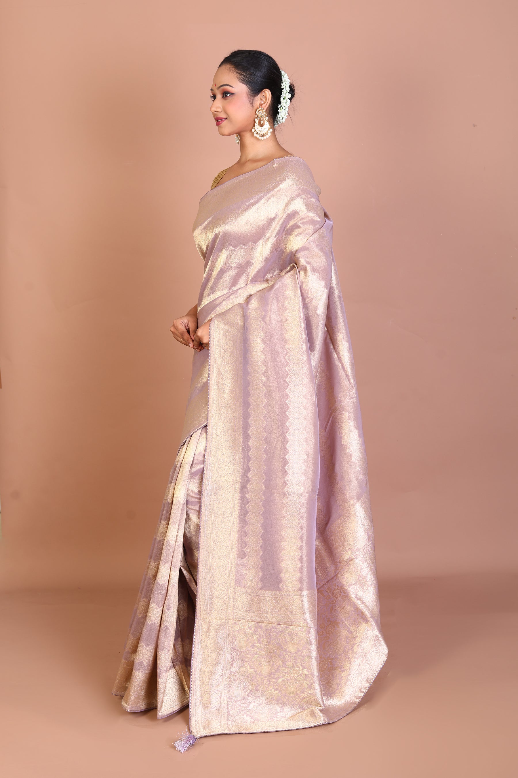 Lavender Crushed Tissue Saree - Keya Seth Exclusive