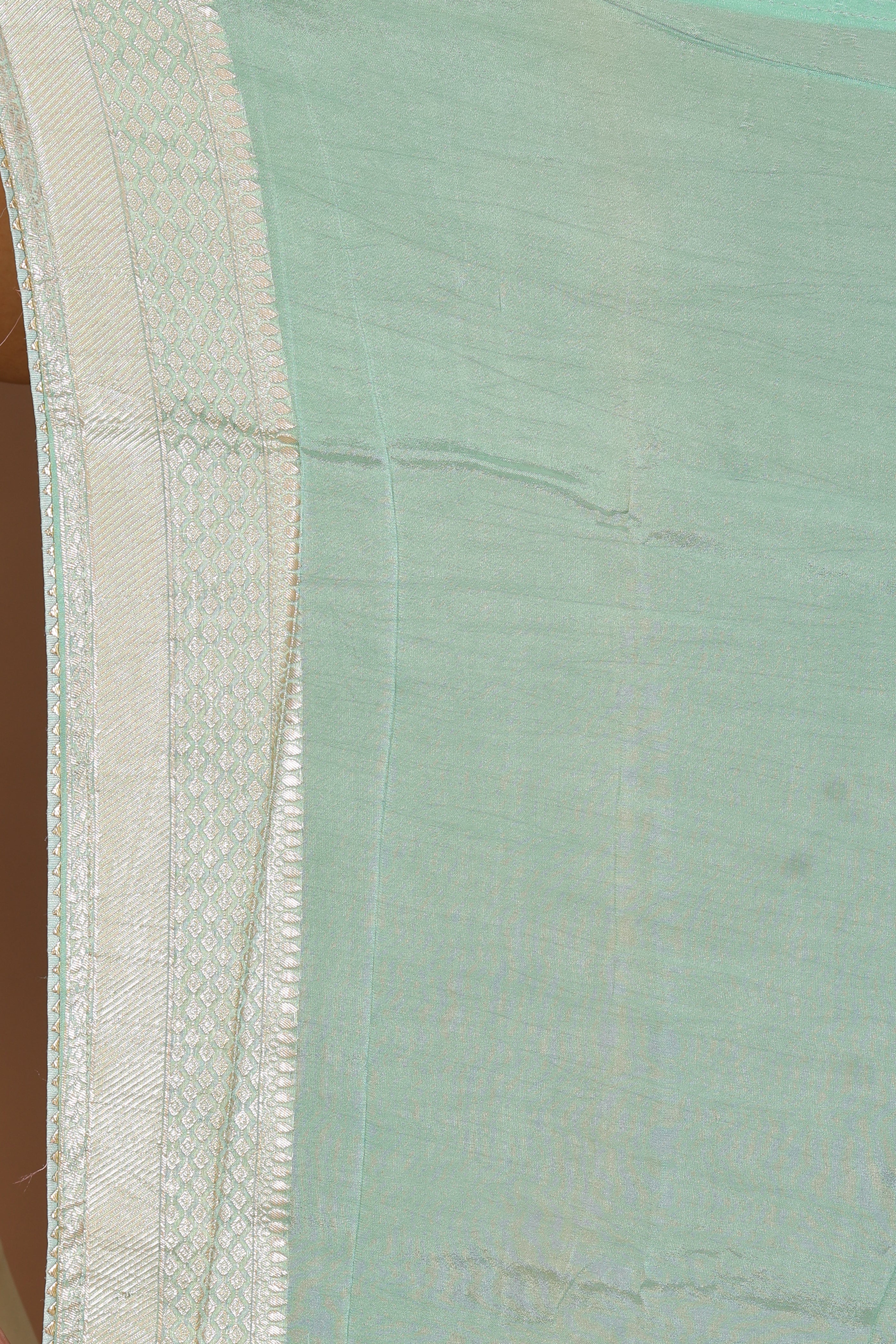 Light Green Blended Khaddi Saree - Keya Seth Exclusive