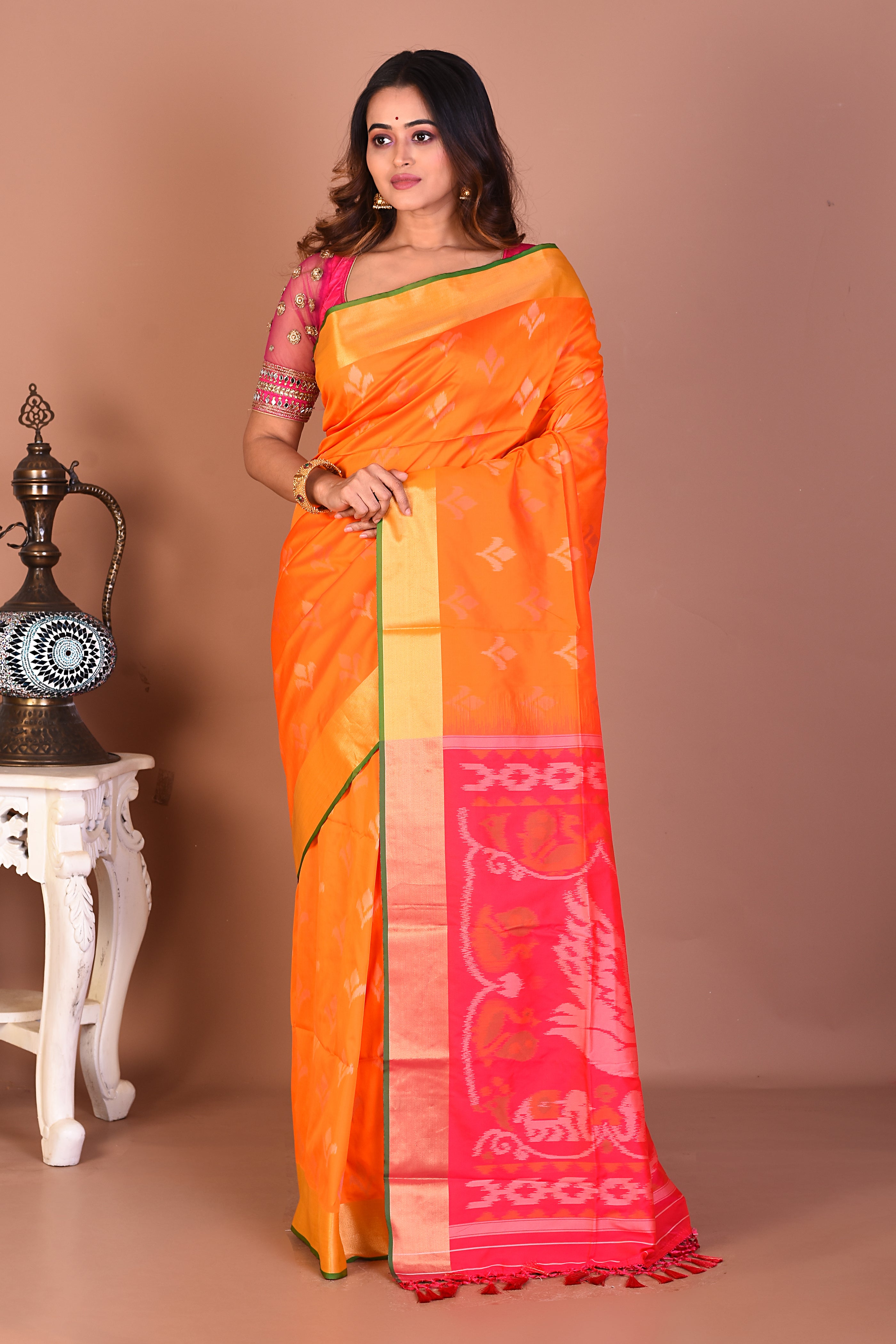 Mustard Blended Bangalore Silk Saree - Keya Seth Exclusive