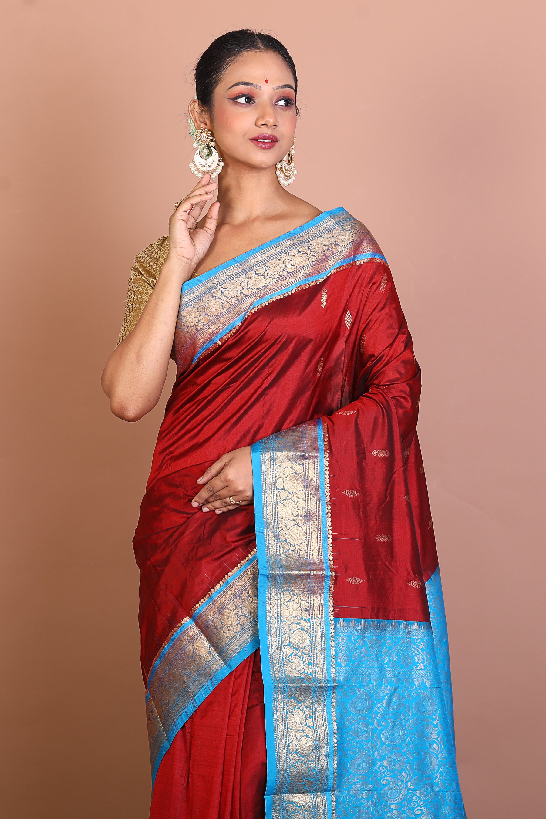 Maroon Blended Kanjivaram Saree - Keya Seth Exclusive