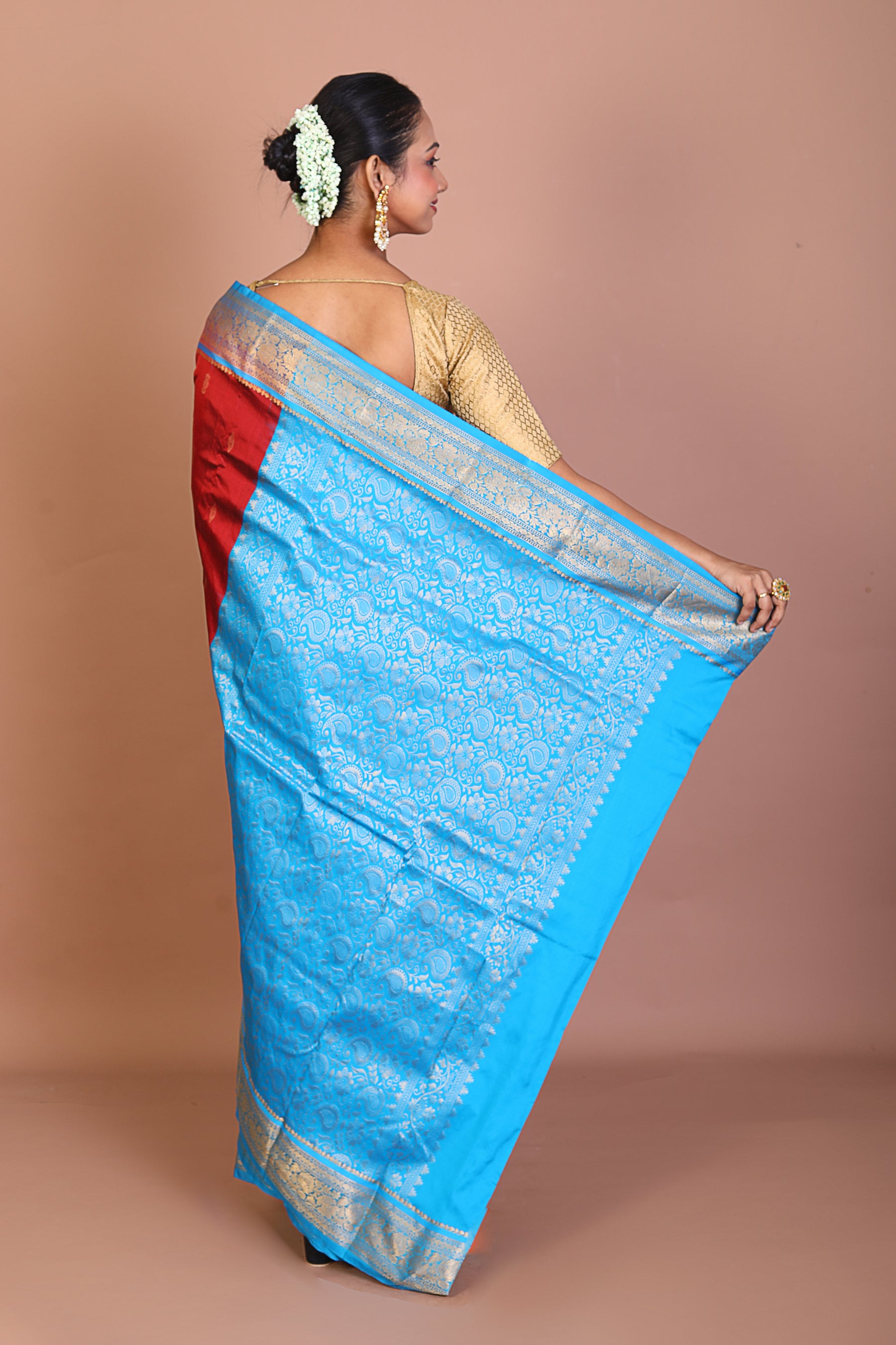 Maroon Blended Kanjivaram Saree - Keya Seth Exclusive