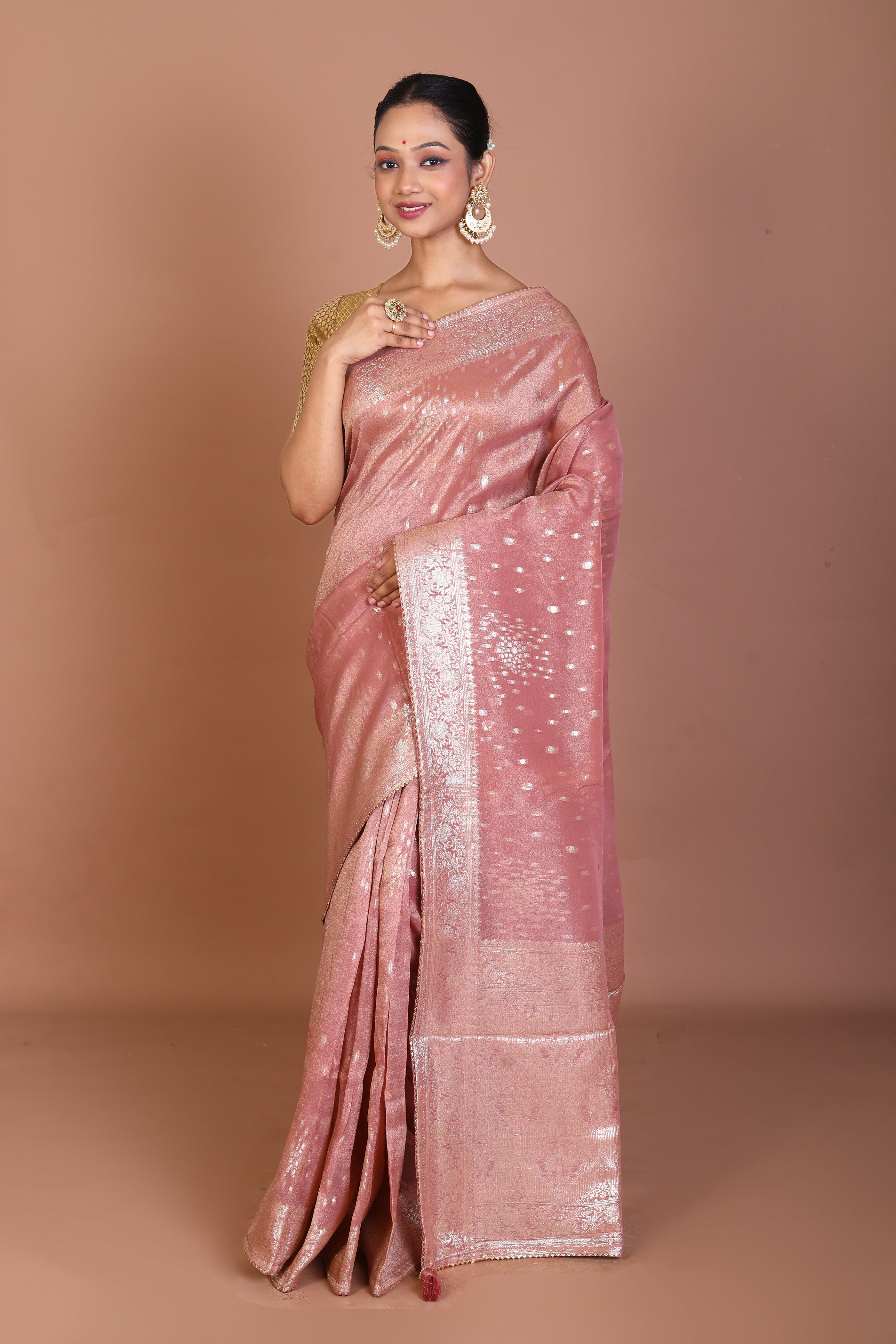 Peach Blended Khaddi Saree - Keya Seth Exclusive