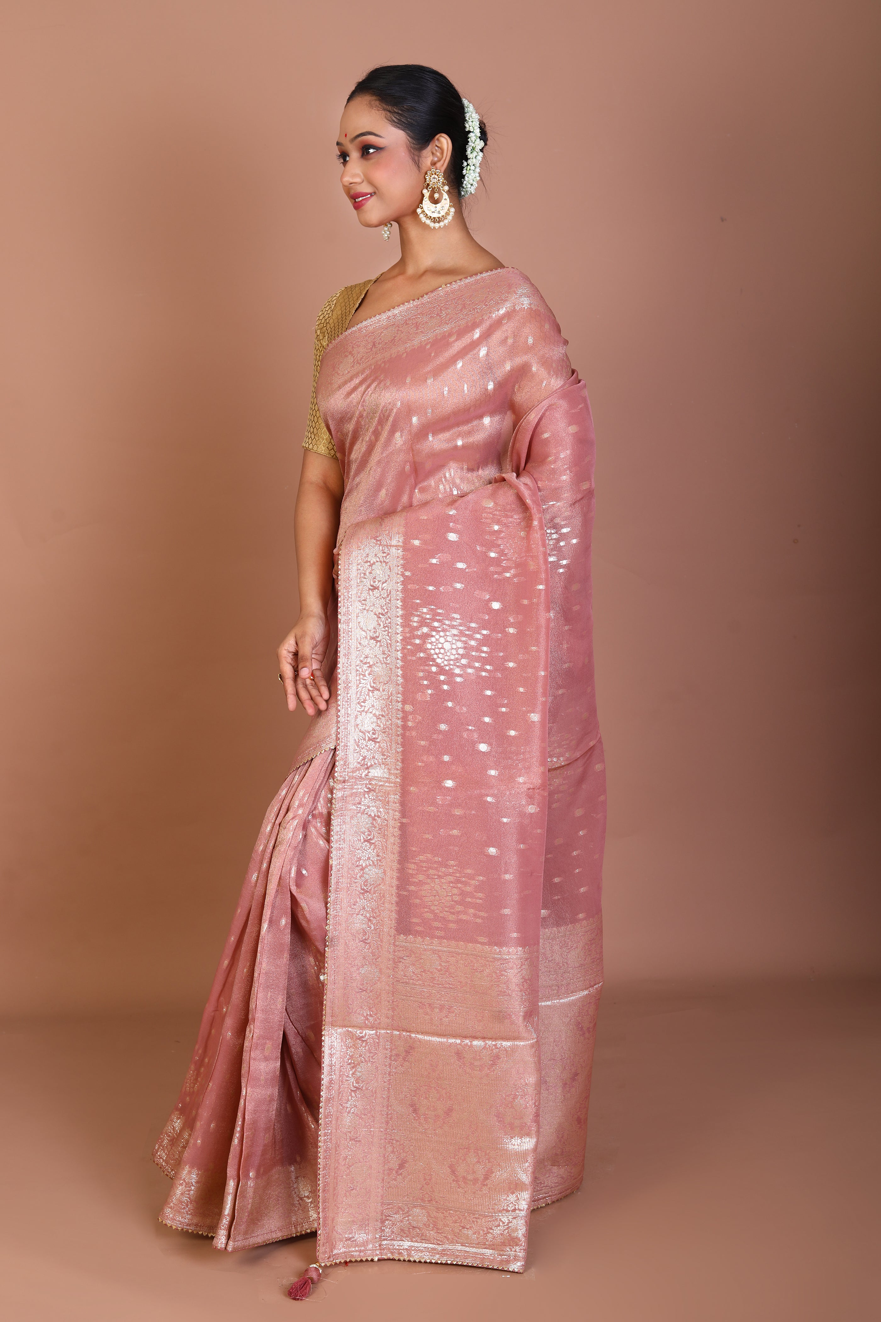 Peach Blended Khaddi Saree - Keya Seth Exclusive
