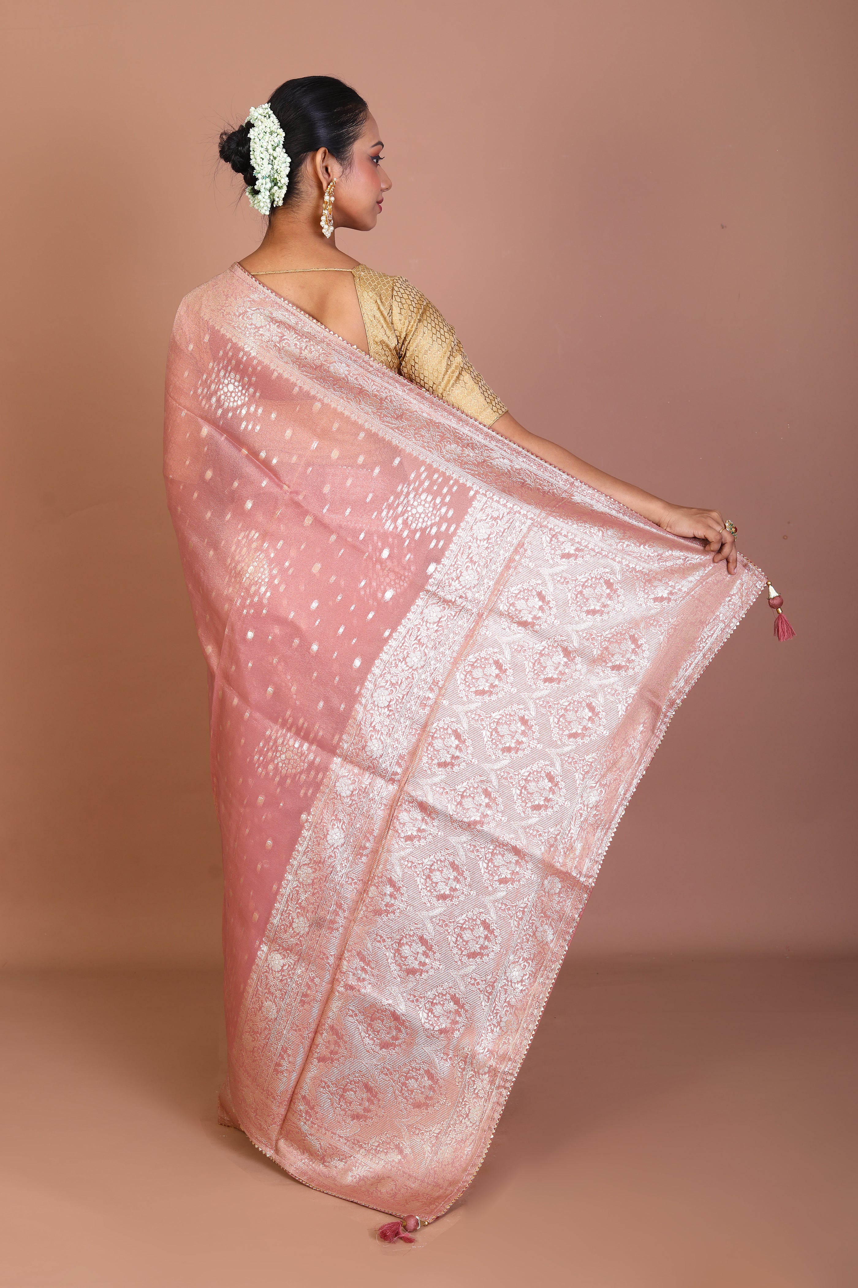 Peach Blended Khaddi Saree - Keya Seth Exclusive