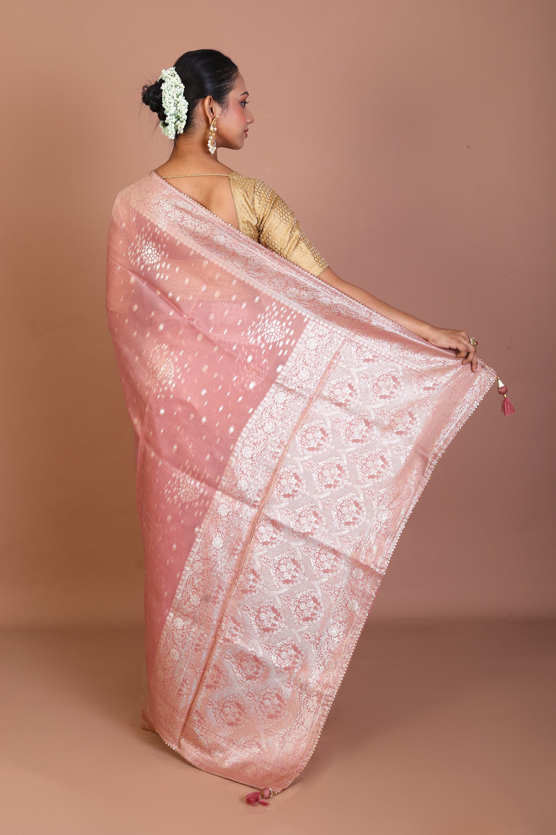 Peach Blended Khaddi Saree - Keya Seth Exclusive
