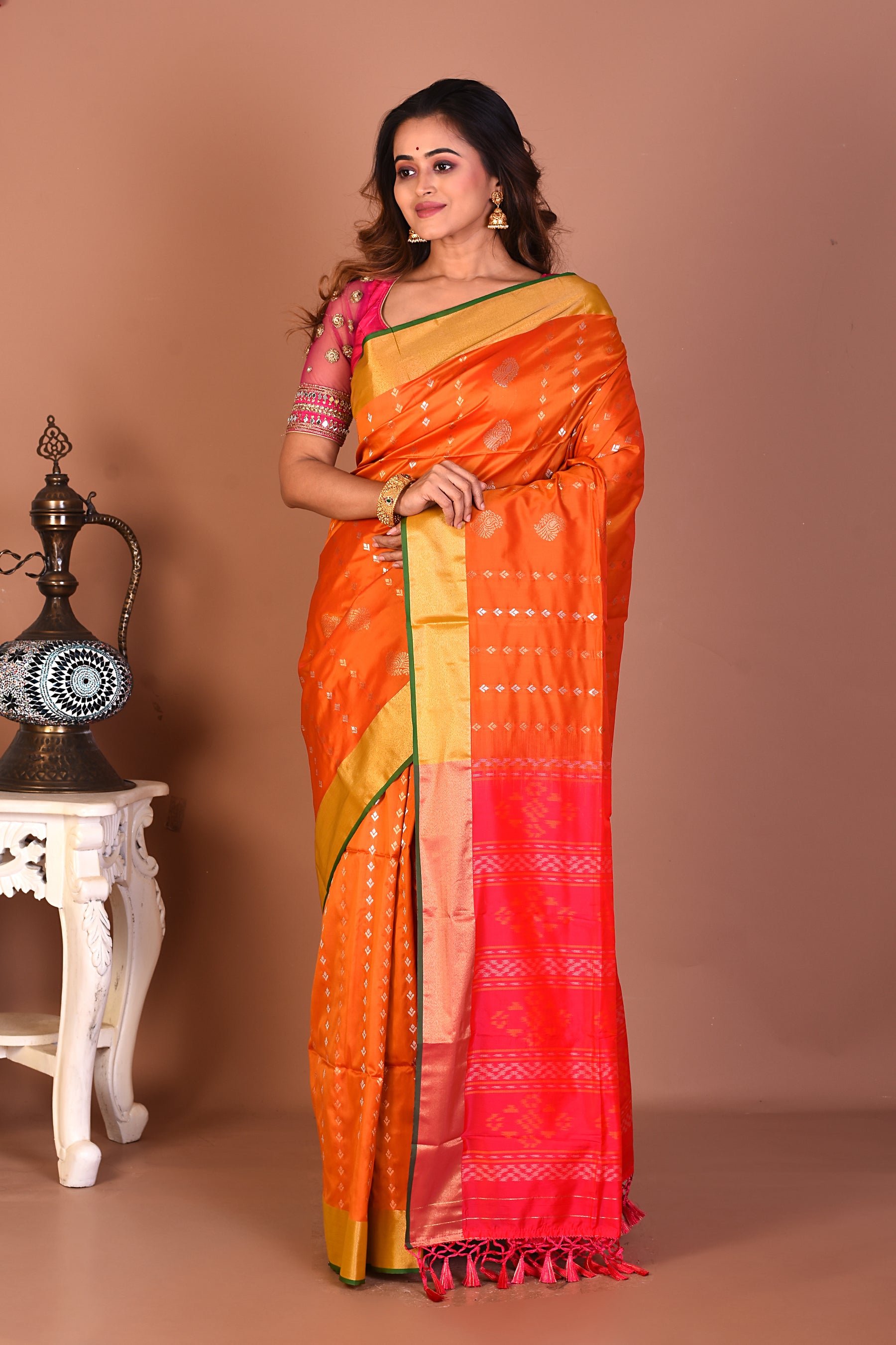 Yellow Blended Bangalore Silk Saree - Keya Seth Exclusive
