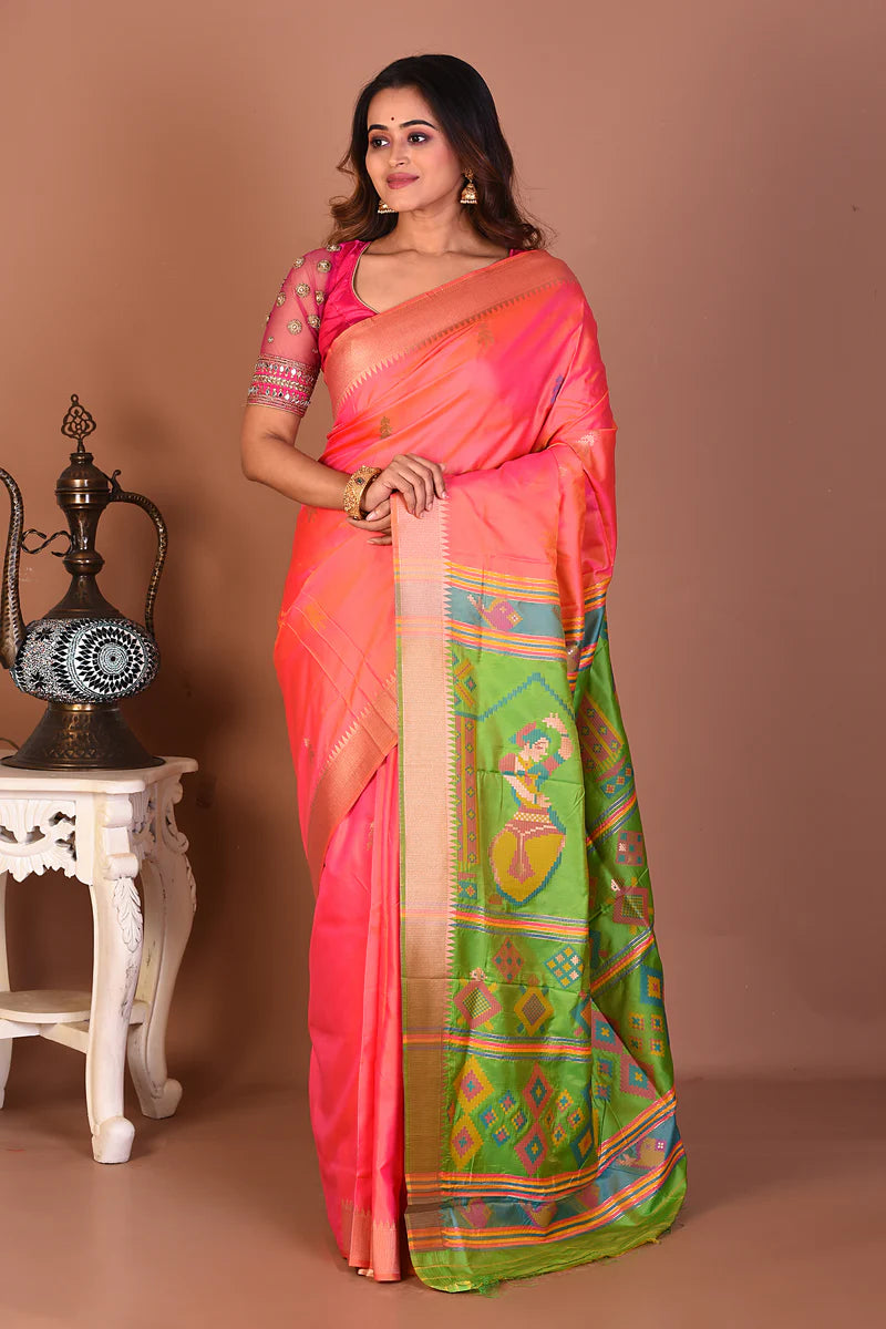 Peach Blended Bangalore Silk Saree - Keya Seth Exclusive