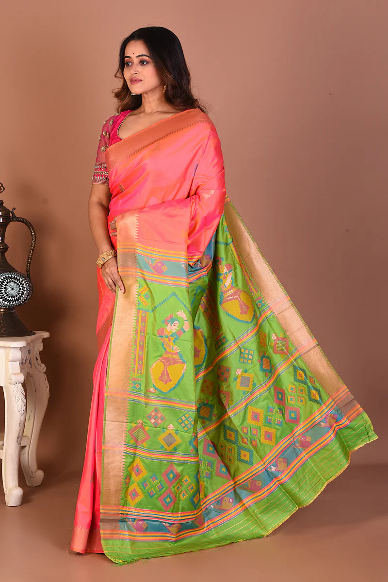 Peach Blended Bangalore Silk Saree - Keya Seth Exclusive